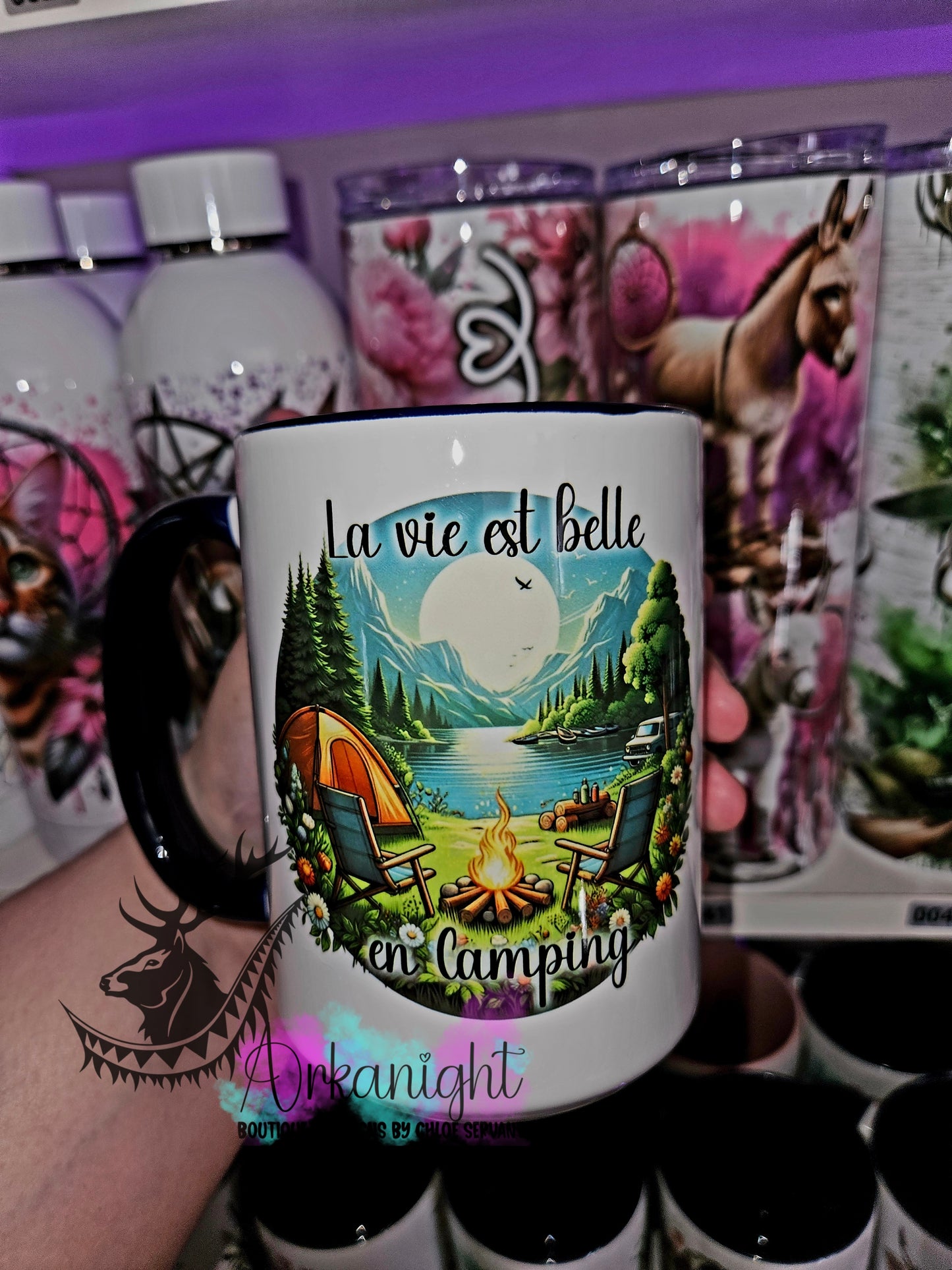 Tasse en céramique sur commande - La vie est belle au Camping - 08