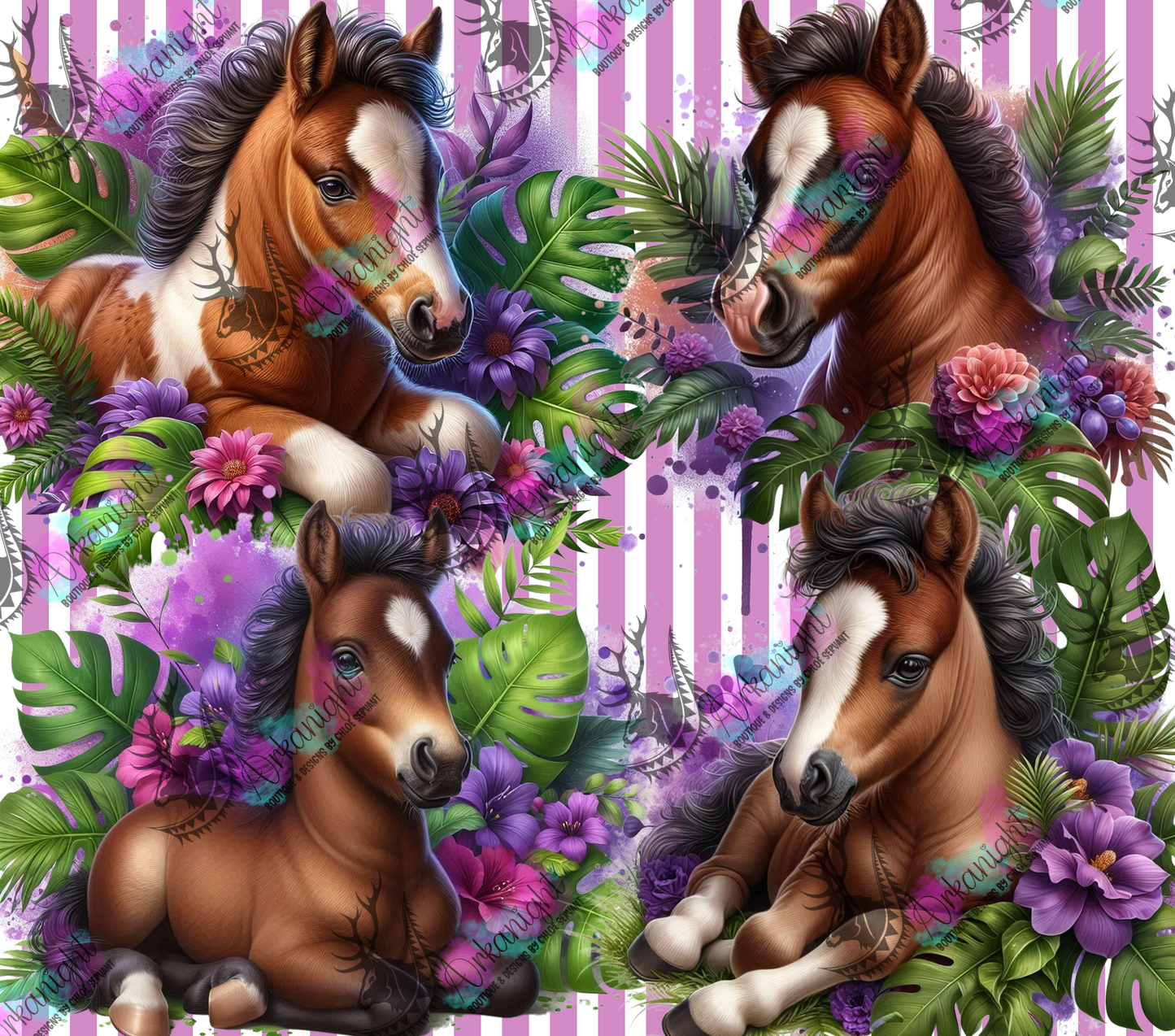 Numérique - Collection Monstera & Animals 2025 - Brown Paint Horse Baby