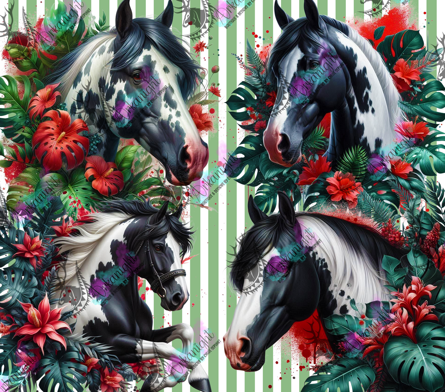 Numérique - Collection Monstera & Animals 2025 - Black & White Paint Horse