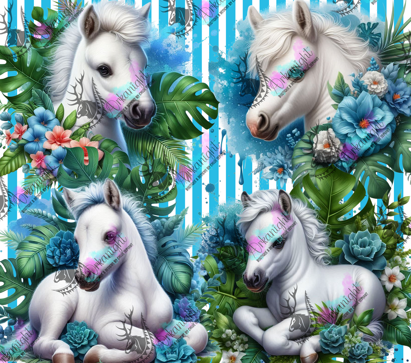 Numérique - Collection Monstera & Animals 2025 - White Baby Horse