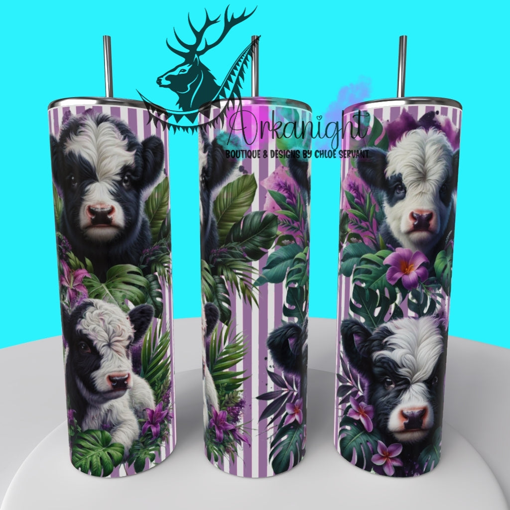 Gourde sur commande - Collection Monstera & Animals 2025 - Black & White Baby Highland Cow