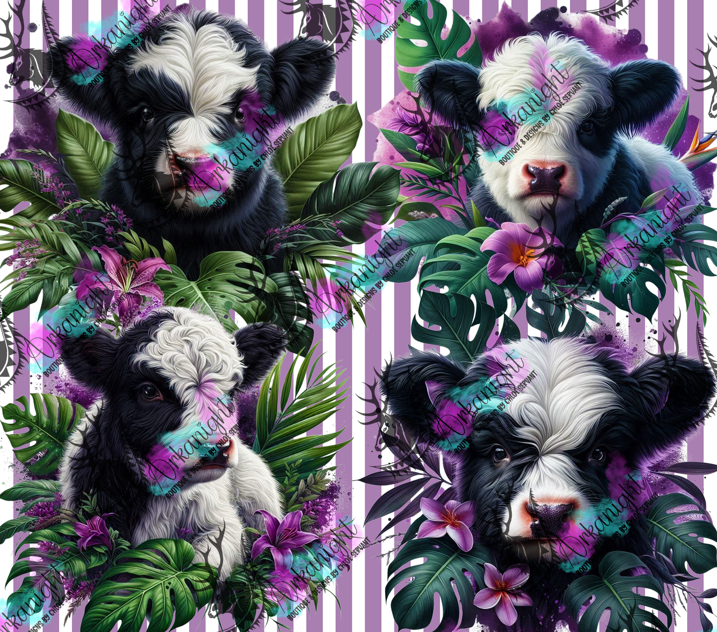 Numérique - Collection Monstera & Animals 2025 - Black & White Baby Highland Cow