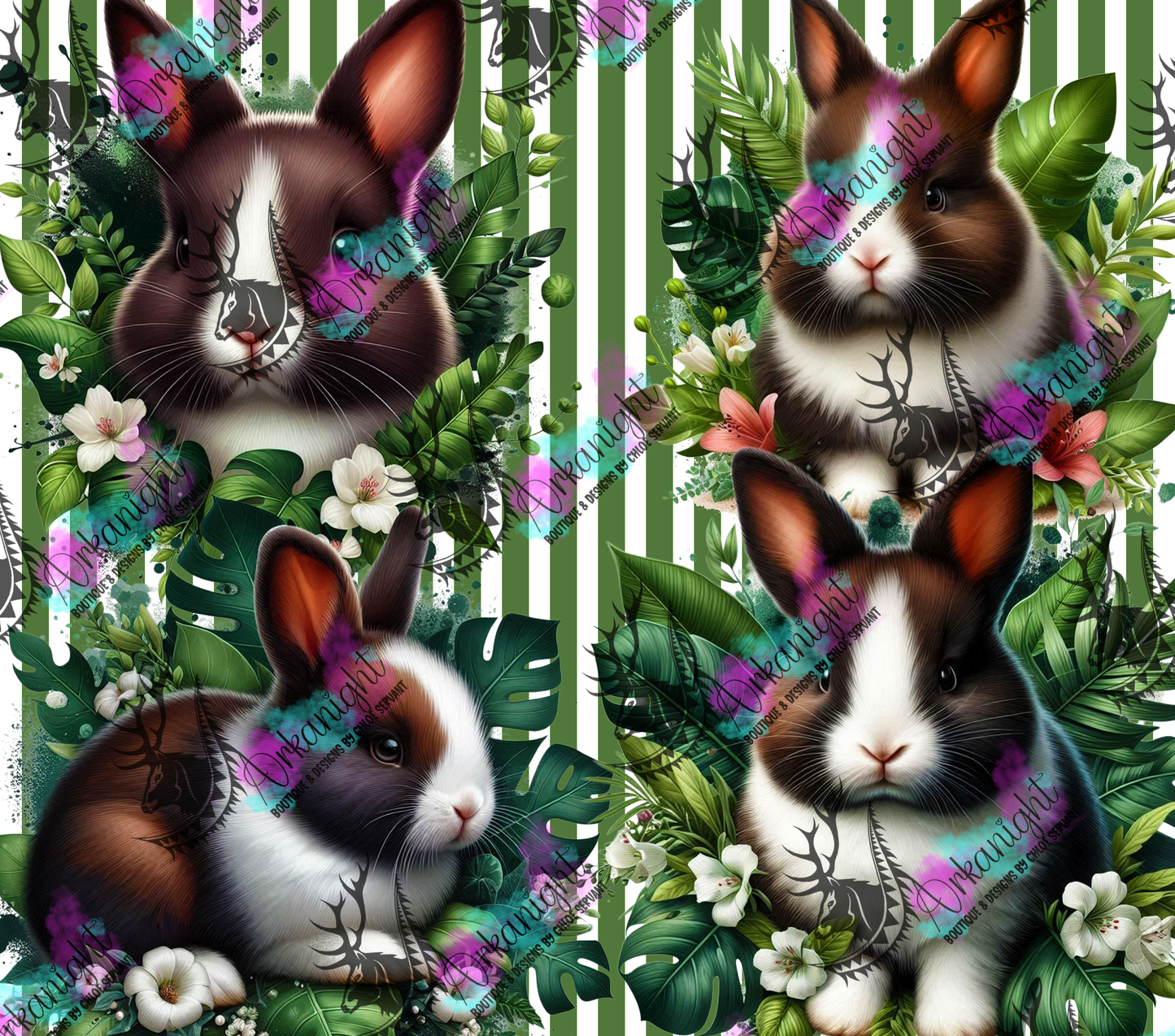 Numérique - Collection Monstera & Animals 2025 - White & brown Baby Rabbit