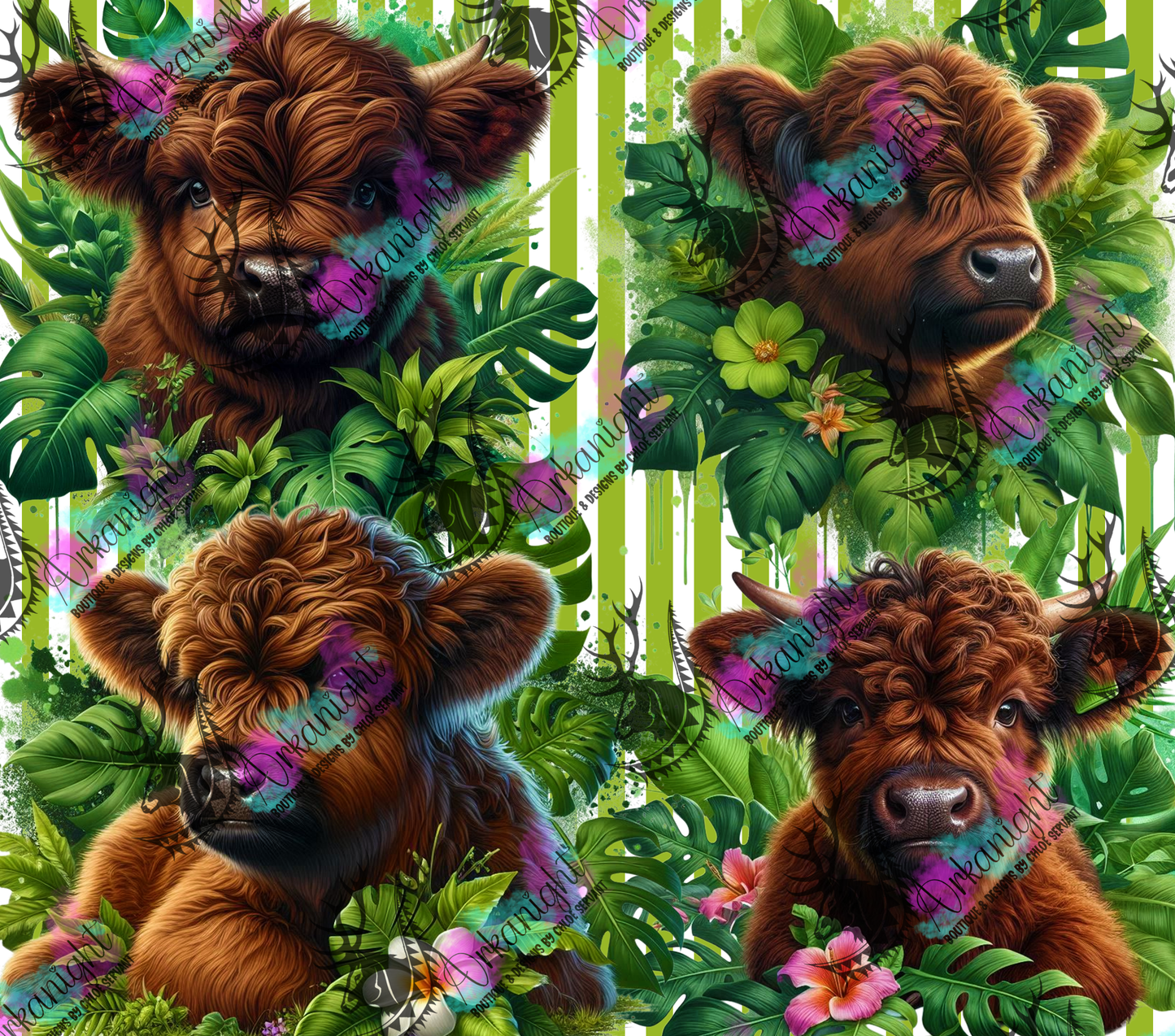 Numérique - Collection Monstera & Animals 2025 - Dark Brown Baby Highland Cow