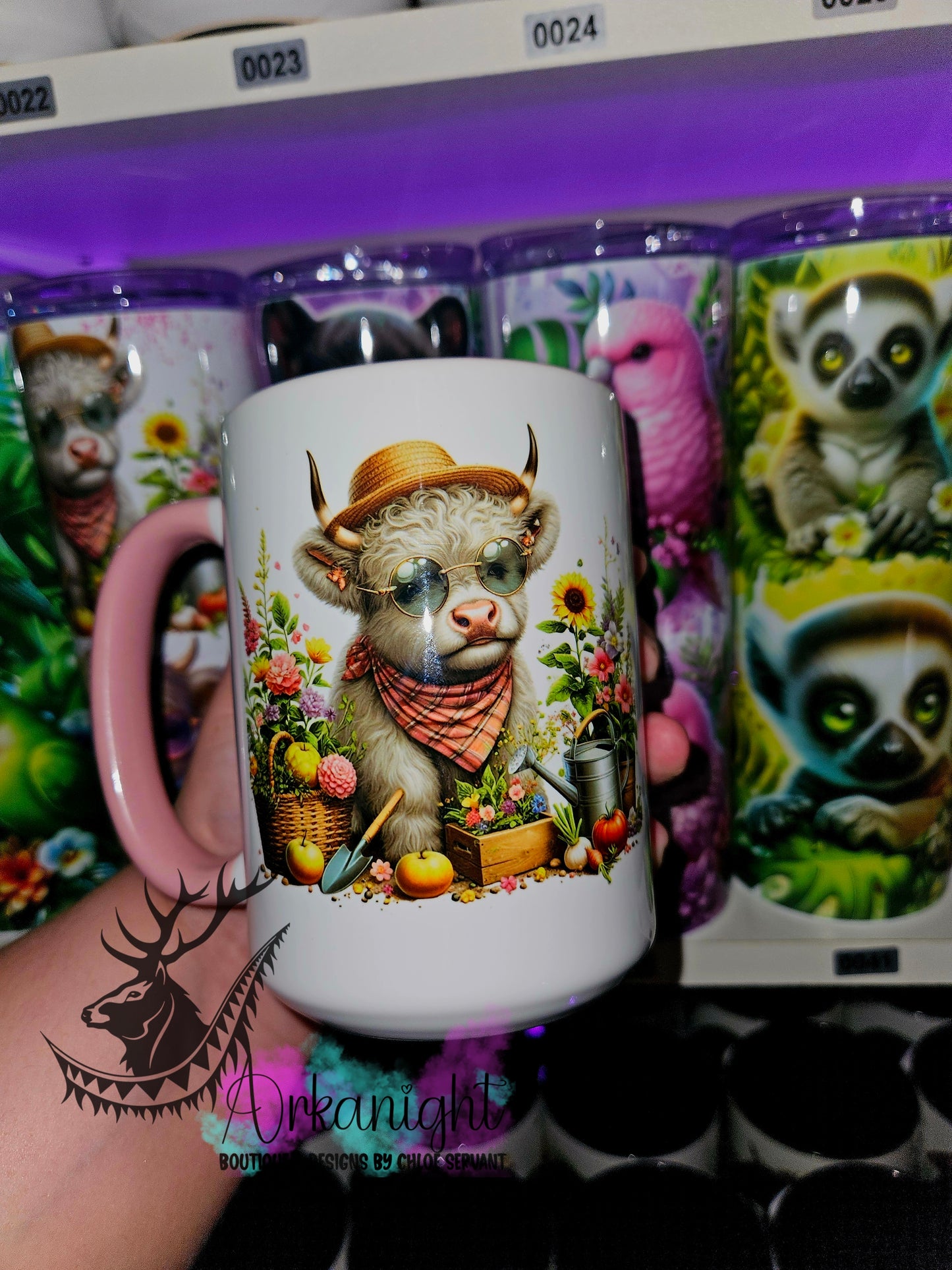 Tasse en céramique sur commande - Highland Cow Jardinage - 01