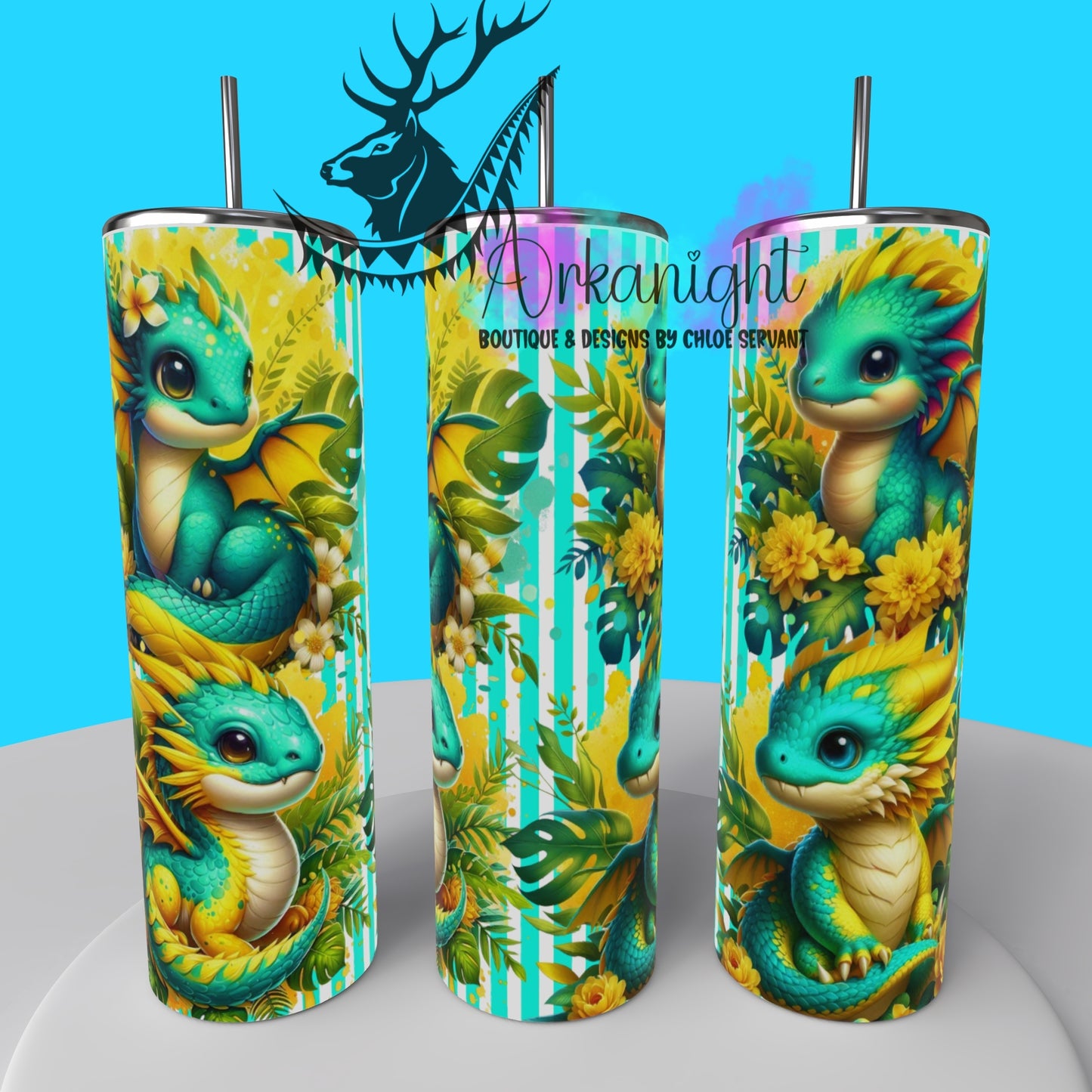 Gourde sur commande - Collection Monstera & Bébé Dragon 2025 - Turquoise & Jaune