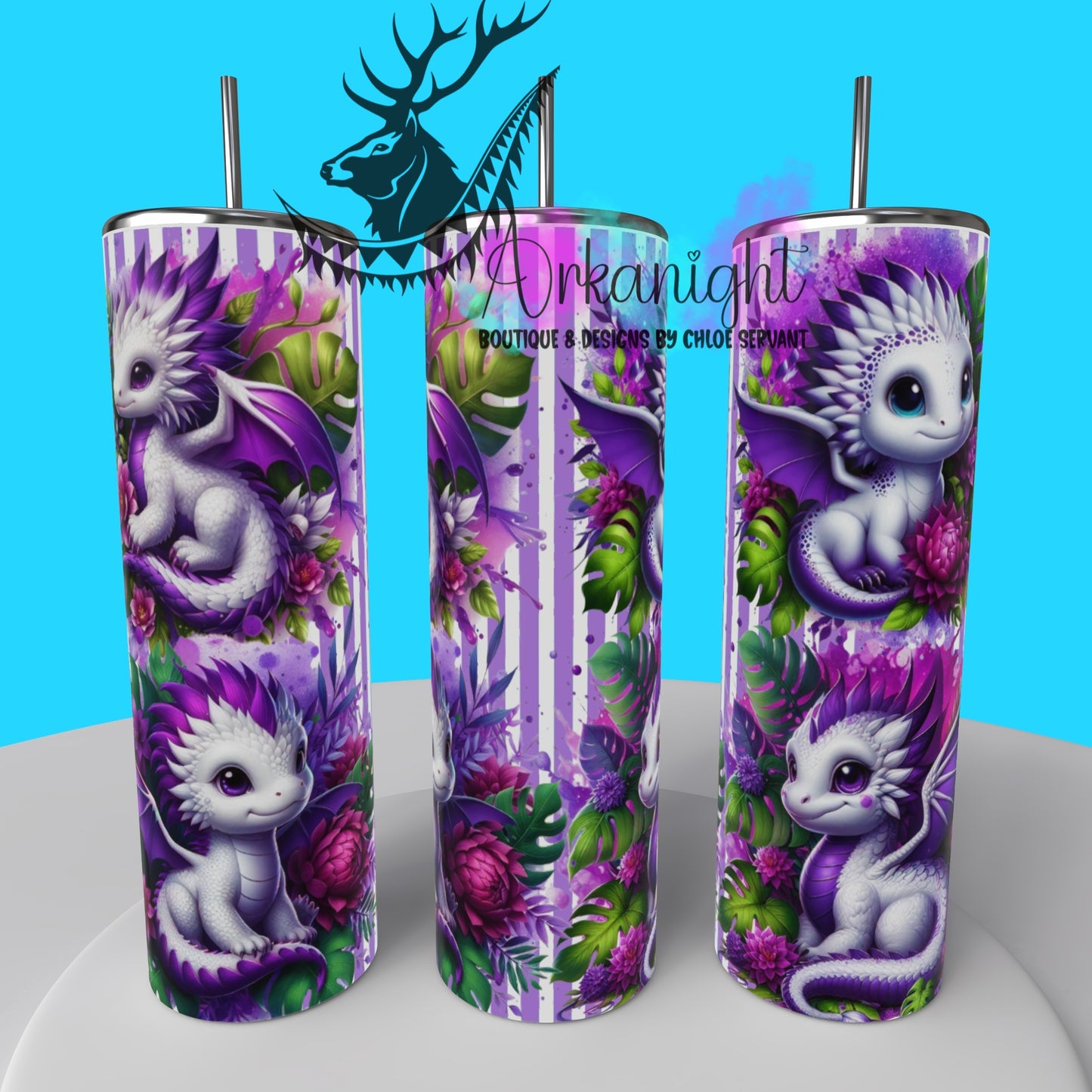 Gourde sur commande - Collection Monstera & Bébé Dragon 2025 - Blanc & Mauve