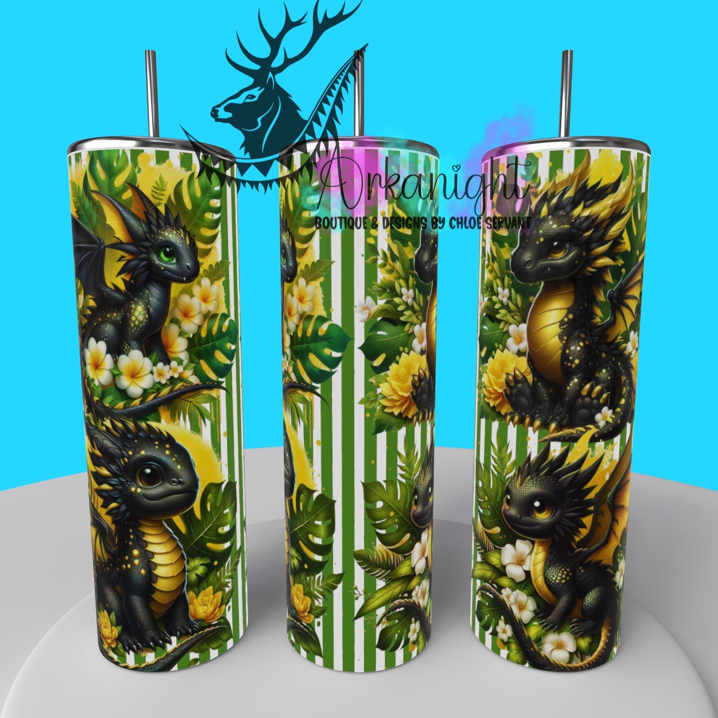 Gourde sur commande - Collection Monstera & Bébé Dragon 2025 - Noir & Jaune