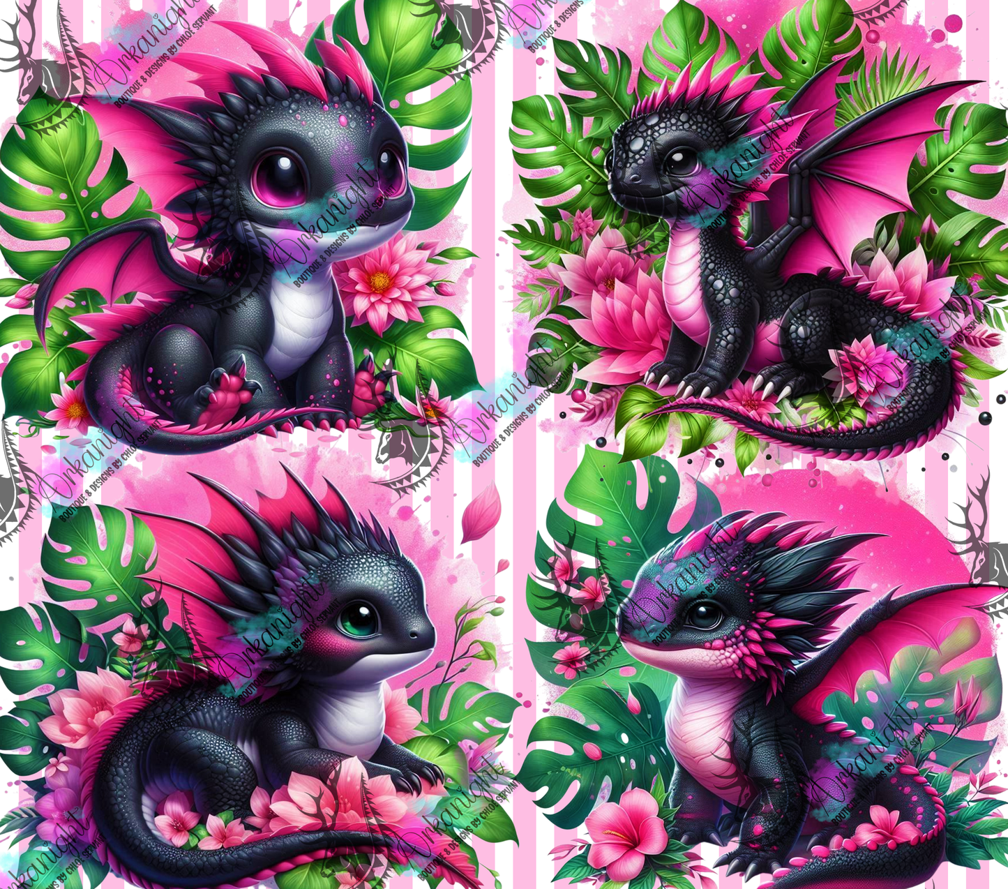 Numérique - Collection Monstera & Bébé Dragon 2025 - Noir & Rose Fluo
