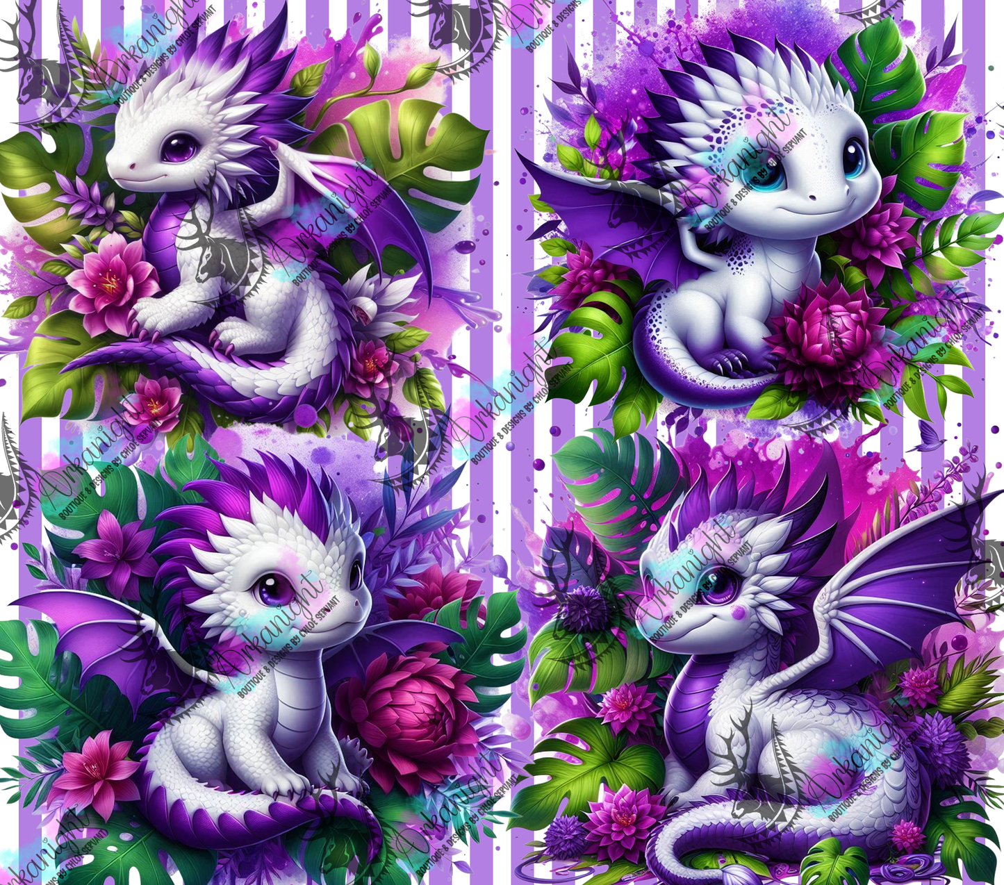 Numérique - Collection Monstera & Bébé Dragon 2025 - Blanc & Mauve