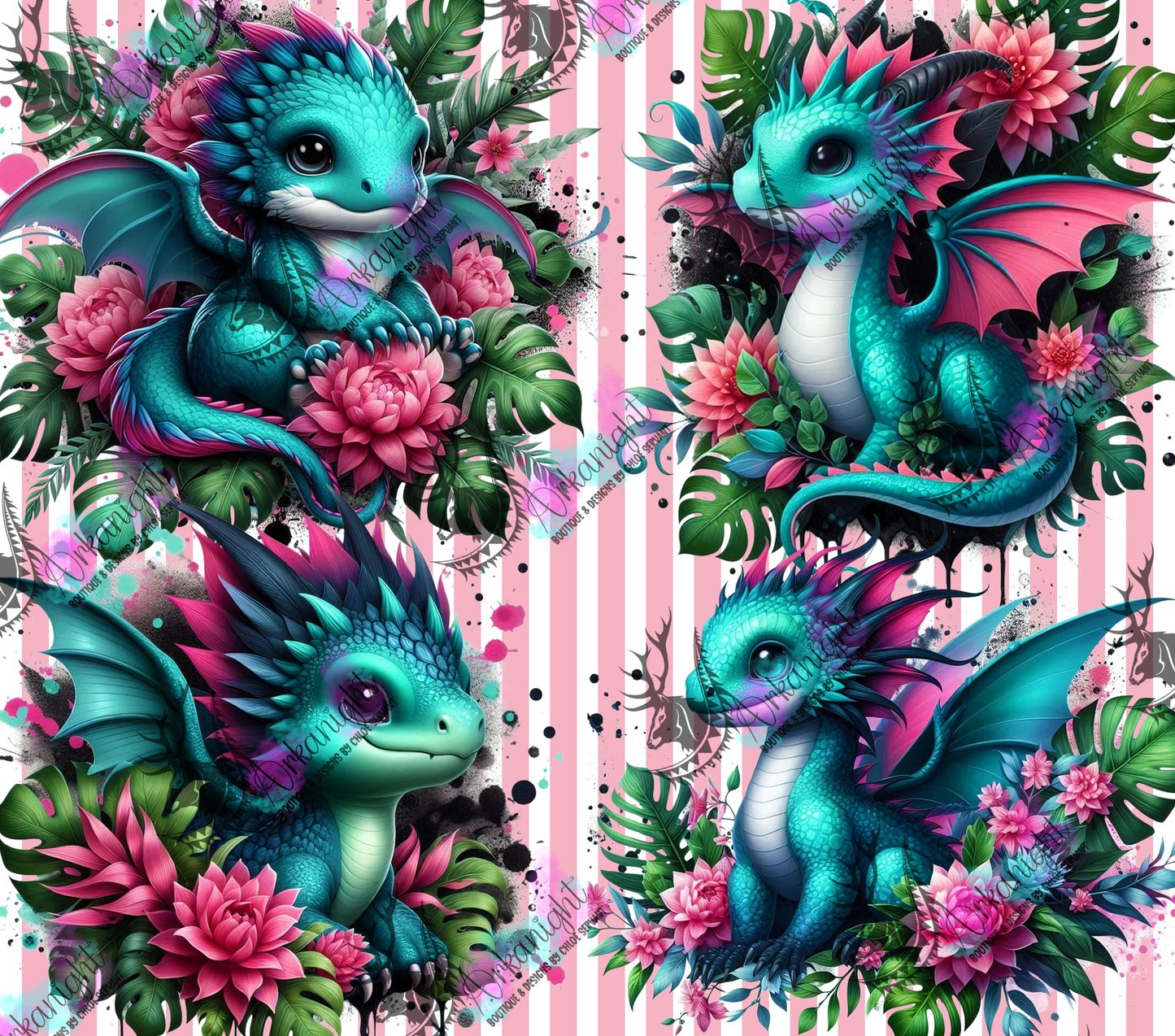 Numérique - Collection Monstera & Bébé Dragon 2025 - Turquoise & Rose