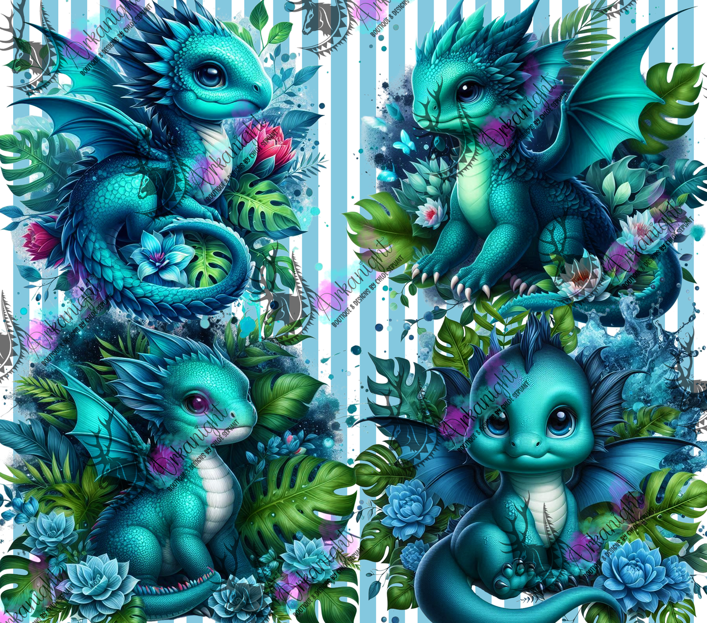 Numérique - Collection Monstera & Bébé Dragon 2025 - Turquoise