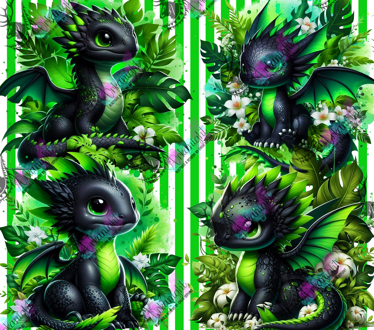 Numérique - Collection Monstera & Bébé Dragon 2025 - Noir & Vert Neon