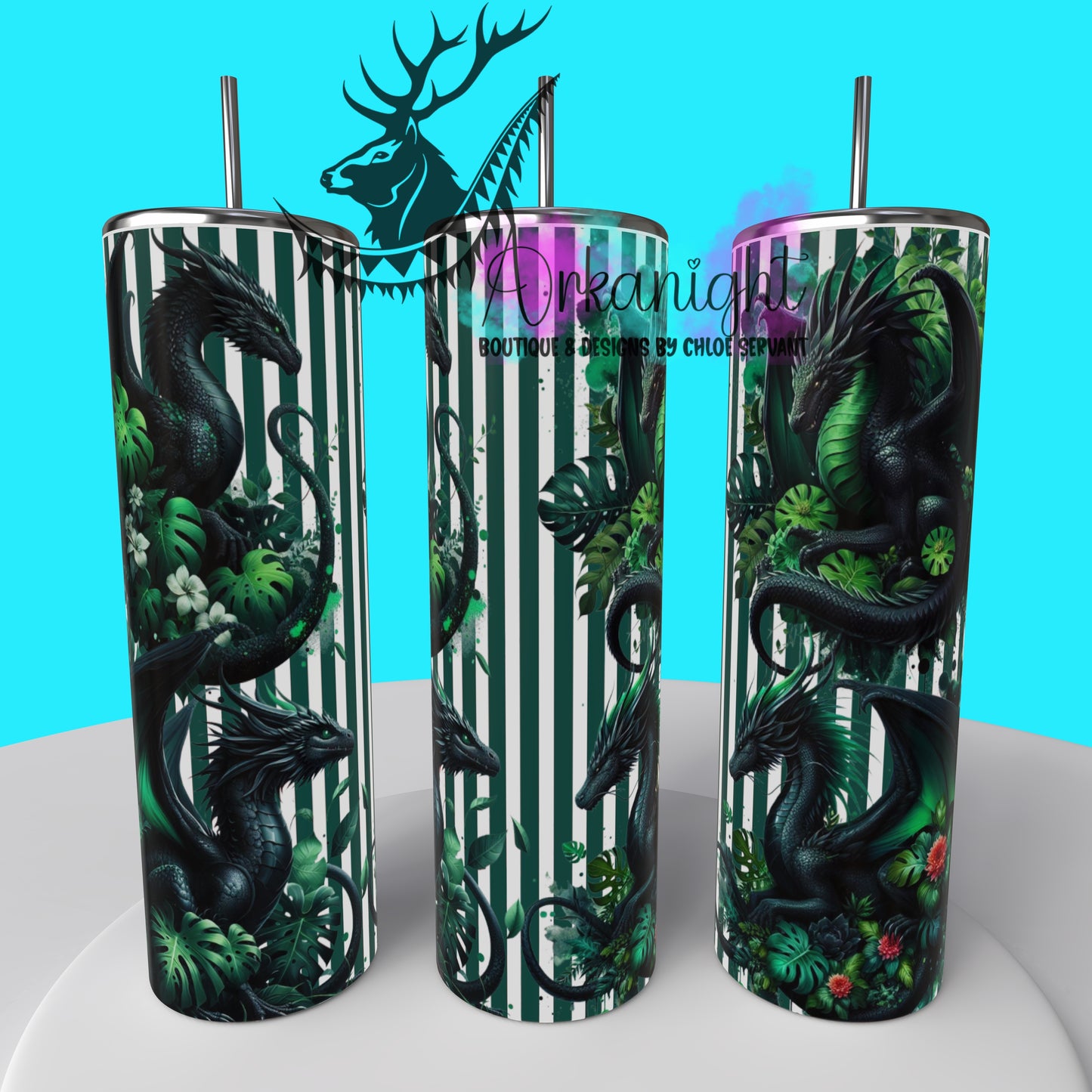Gourde sur commande - Collection Monstera & Dragon 2025 - Noir & Vert Forêt