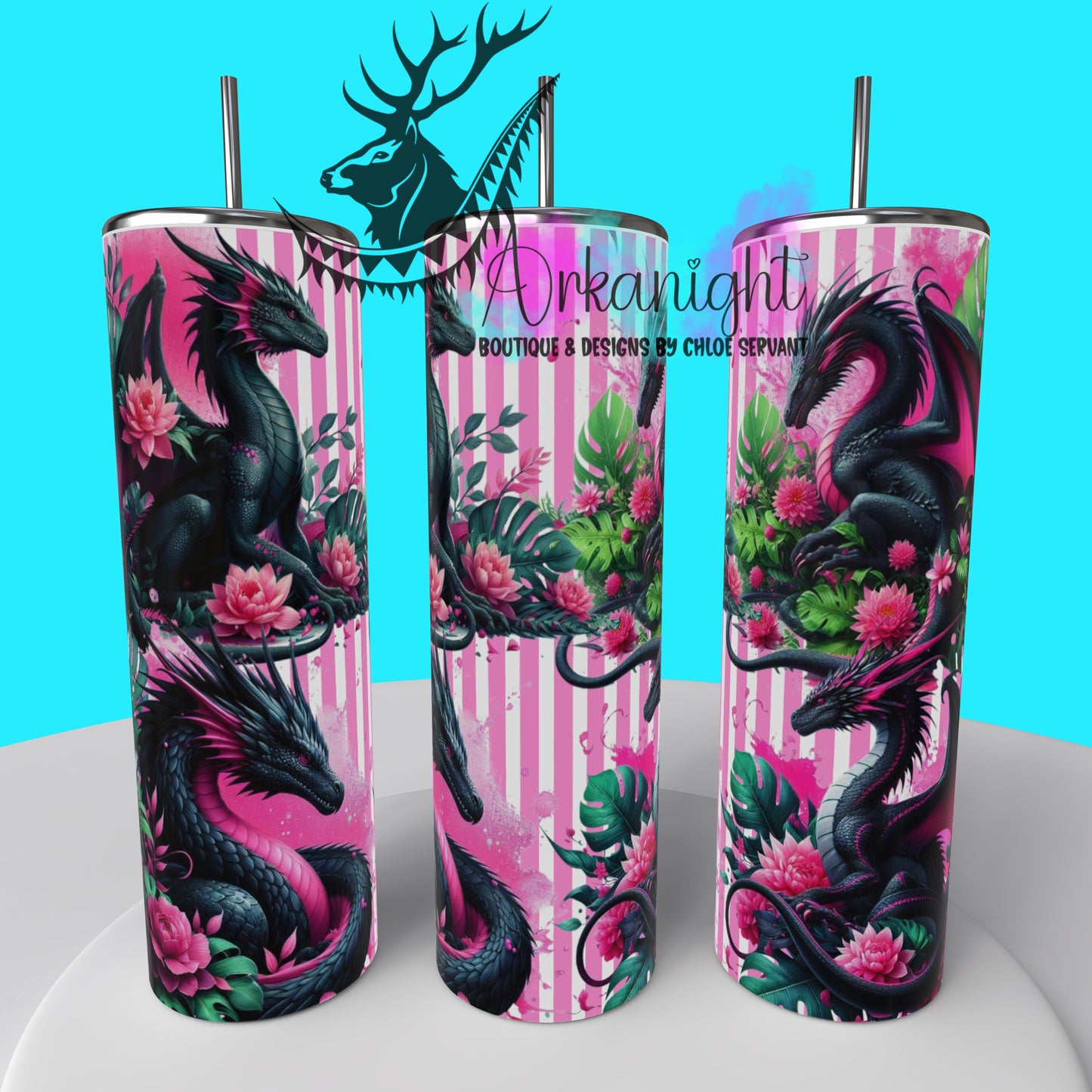 Gourde sur commande - Collection Monstera & Dragon 2025 - Noir & Rose Néon