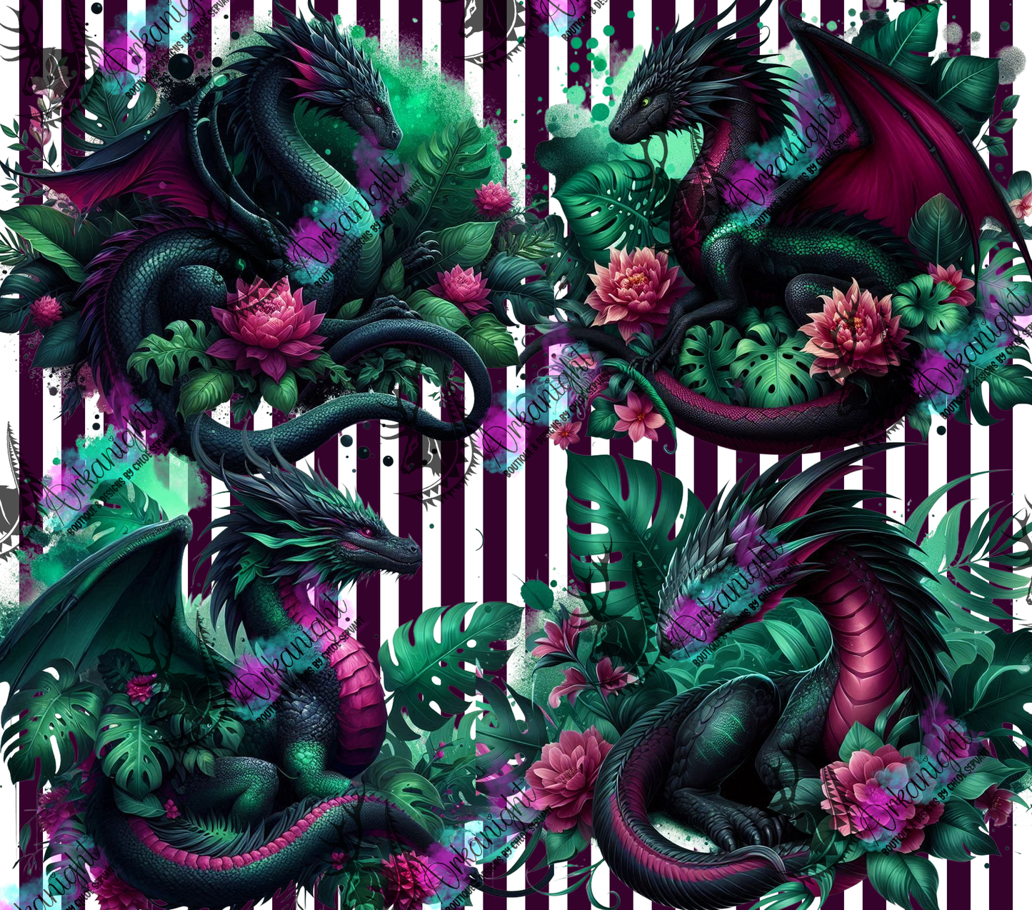 Numérique - Collection Monstera & Dragon 2025 - Vert Forêt & Bourgogne