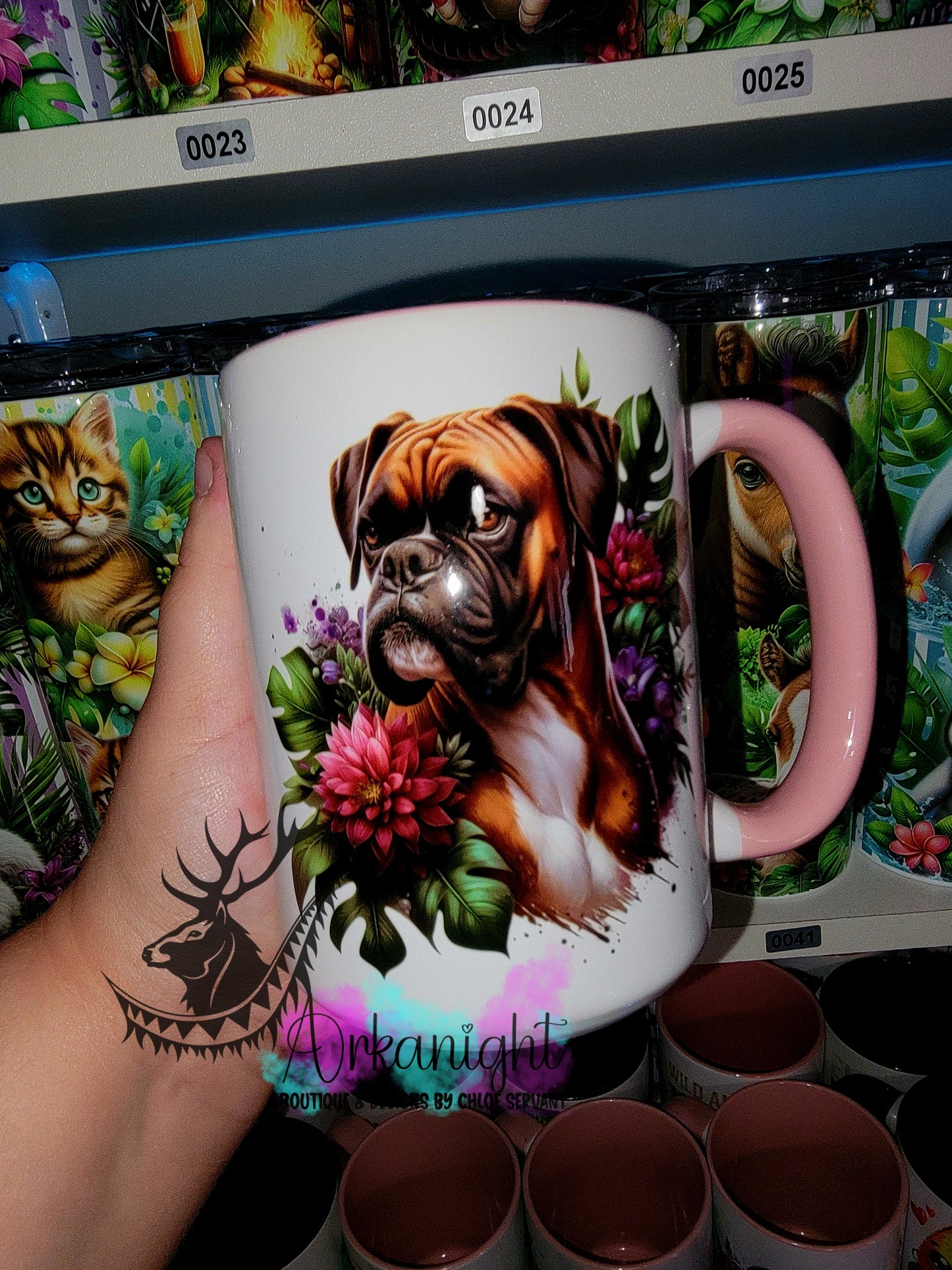 Tasse en céramique sur commande - Monstera & Chien - Boxer