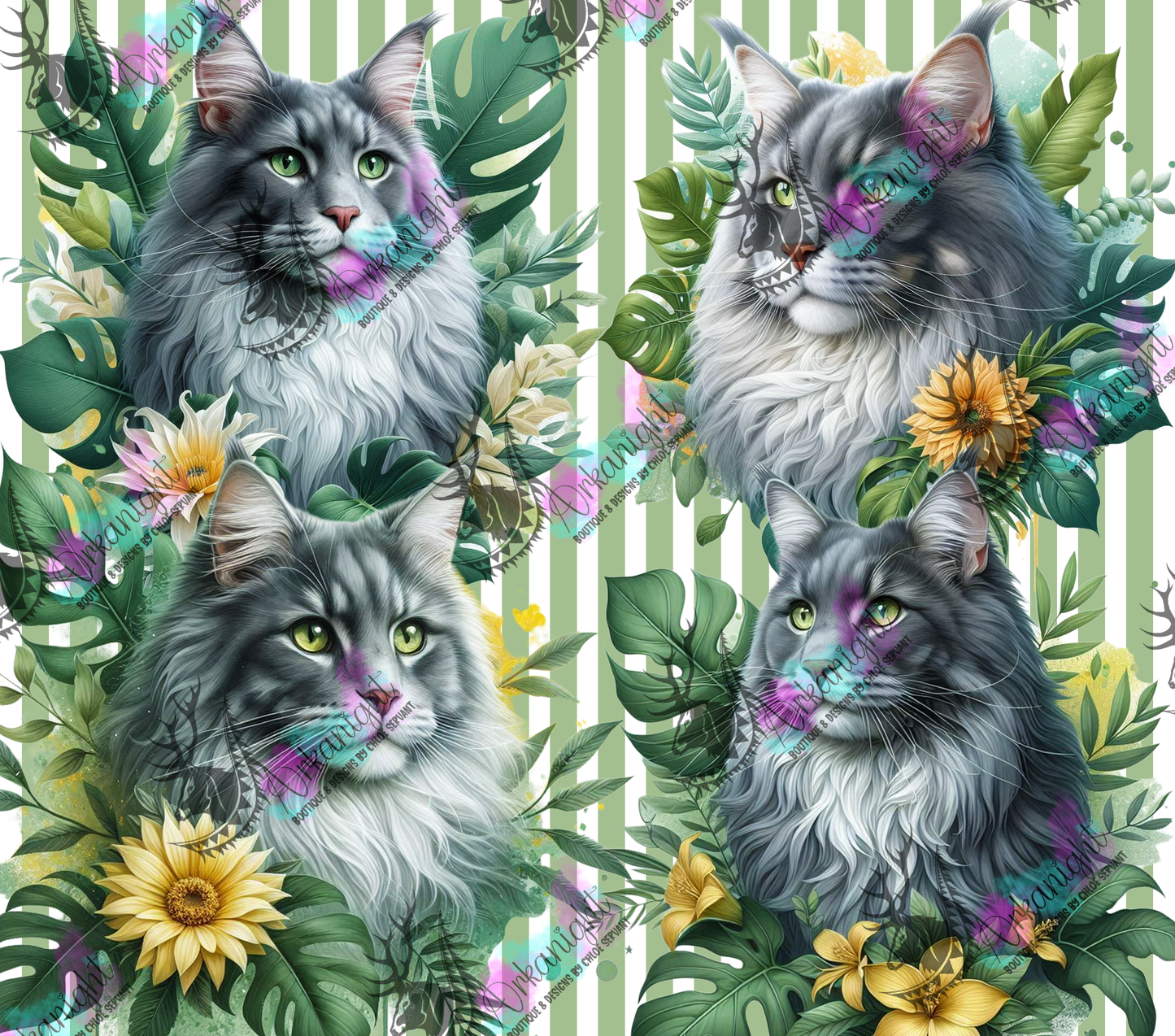 Numérique - Collection Monstera & Chat 2025 - Maine Coon Gris