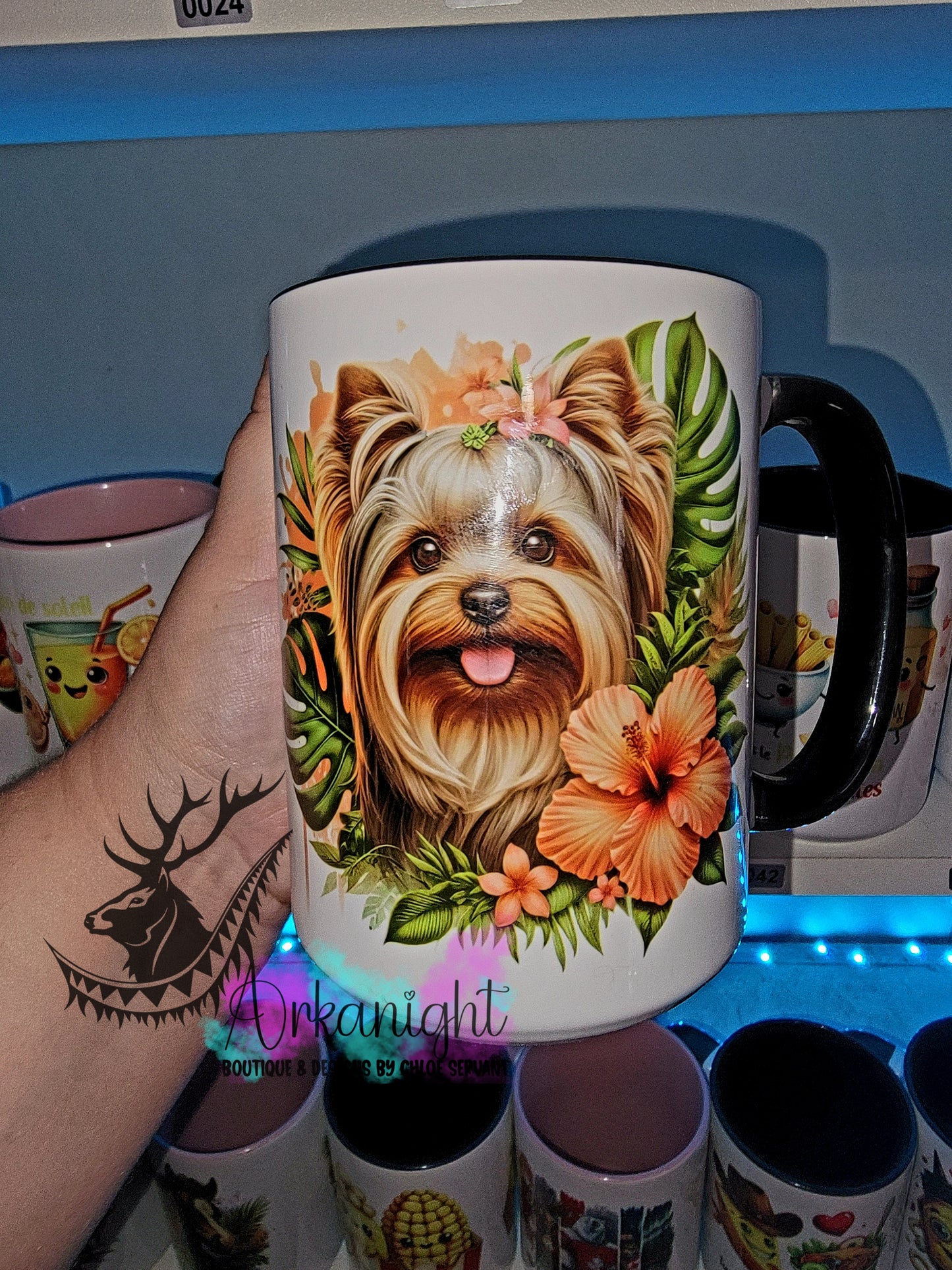 Tasse en céramique sur commande - Monstera & Chien - Yorkshire