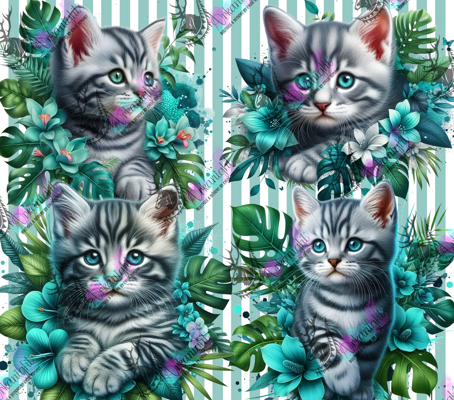 Numérique - Collection Monstera & Chaton 2025 - Tigré Gris