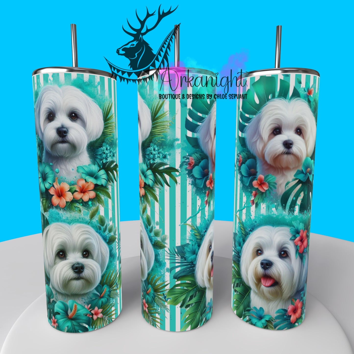 Gourde sur commande - Collection Monstera & Chien 2025 - Bichon Maltais