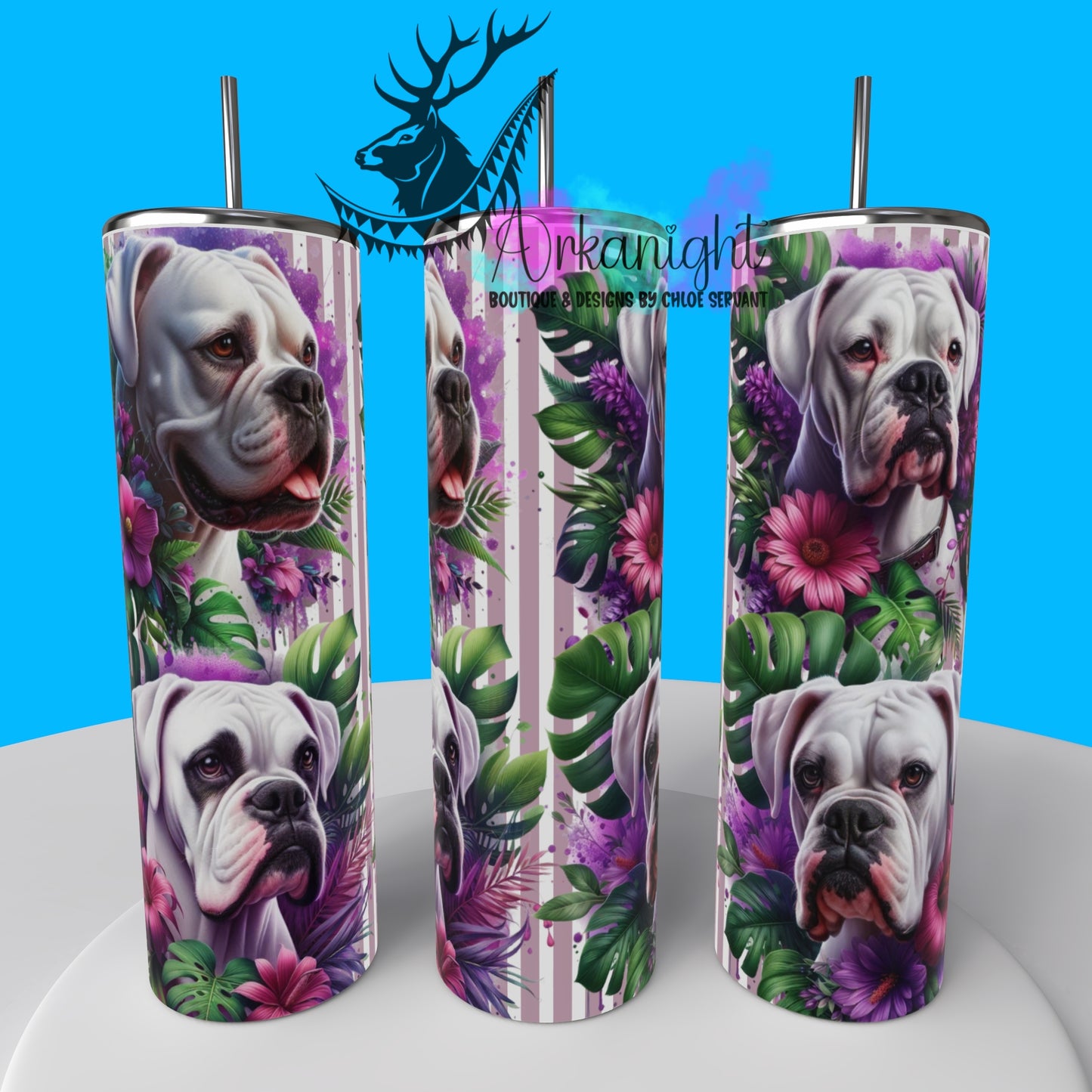 Gourde sur commande - Collection Monstera & Chien 2025 - Boxer Blanc