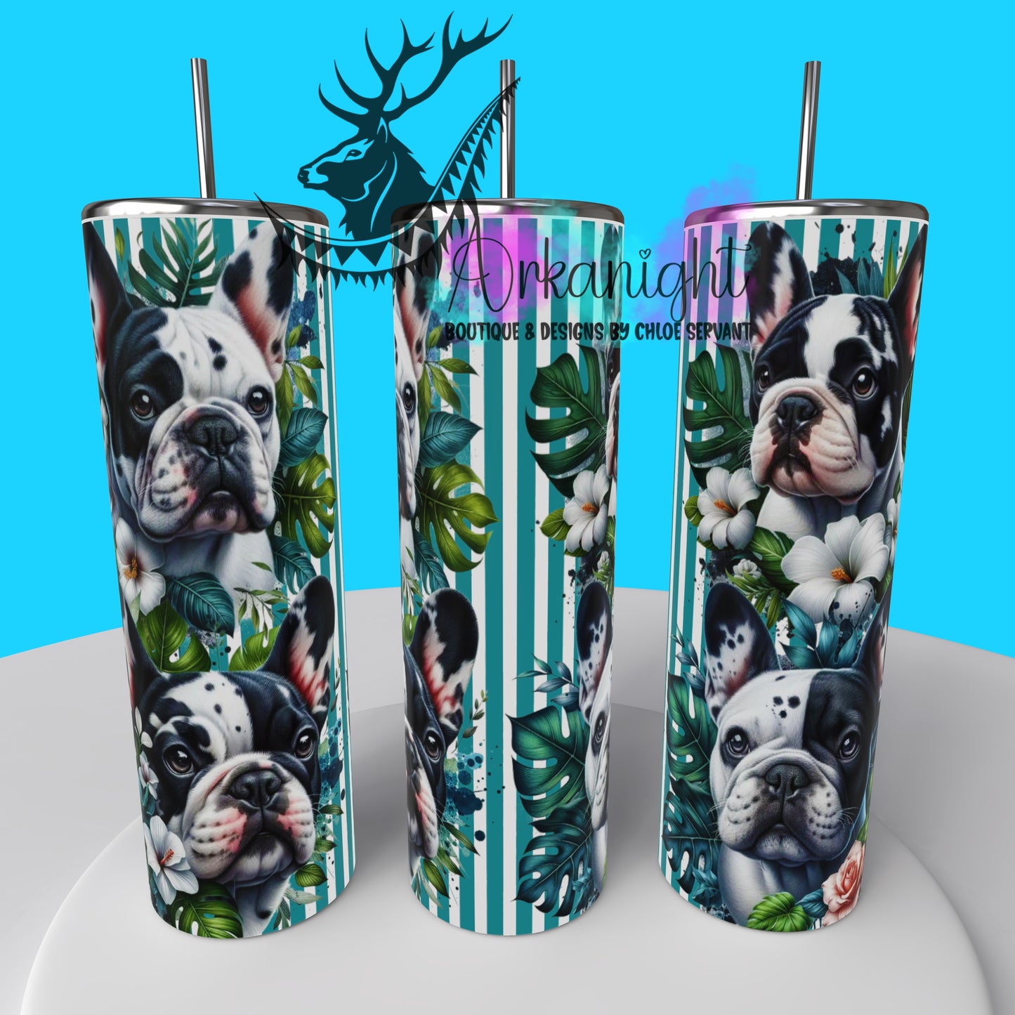 Gourde sur commande - Collection Monstera & Chien 2025 - French Bulldog - Merle Noir/Blanc
