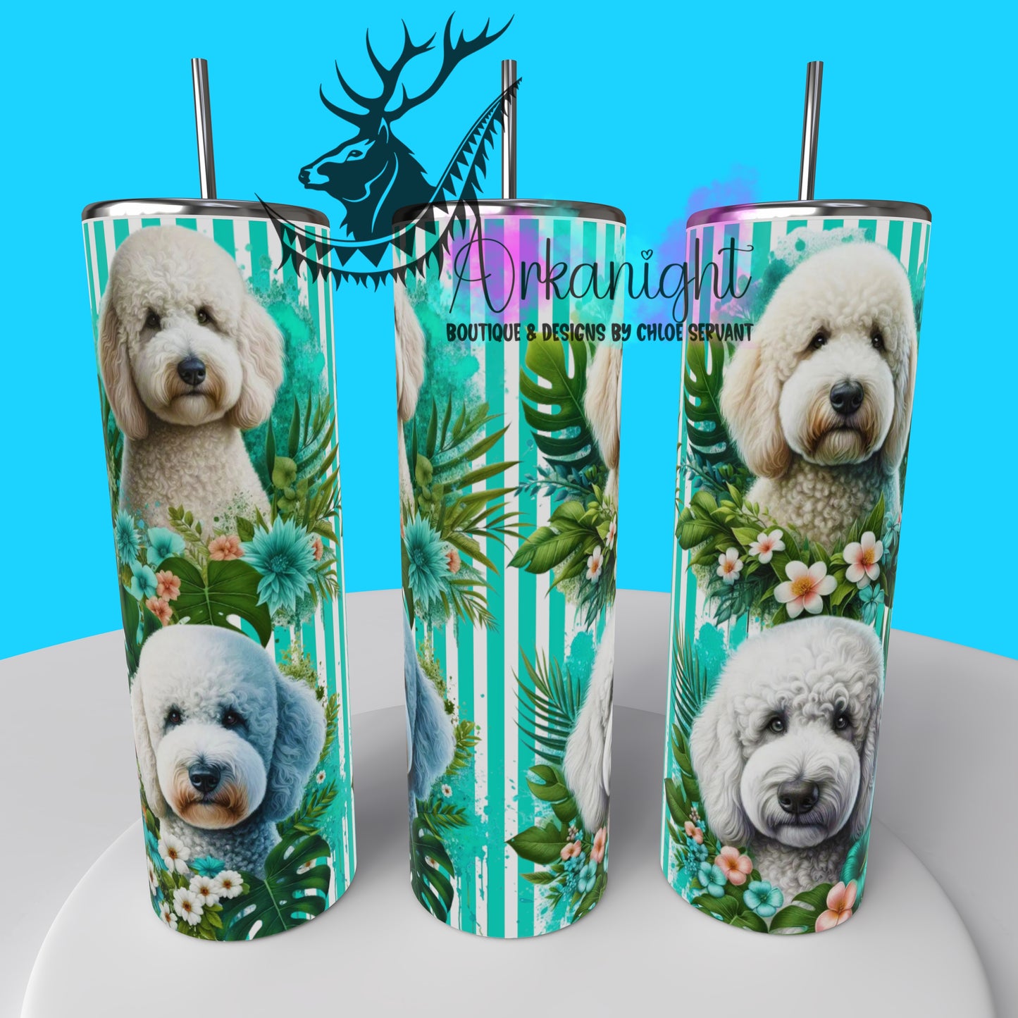 Gourde sur commande - Collection Monstera & Chien 2025 - Doodle - Blanc