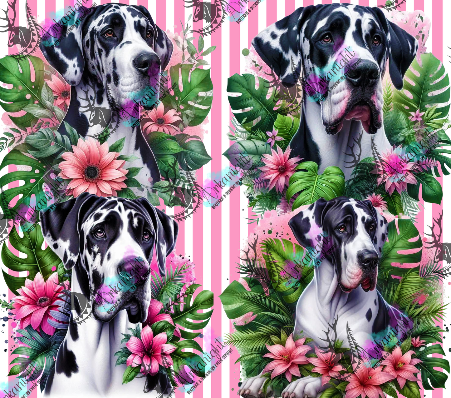 Numérique - Collection Monstera & Chien 2025 - Grand Danois Alerquin - Rose