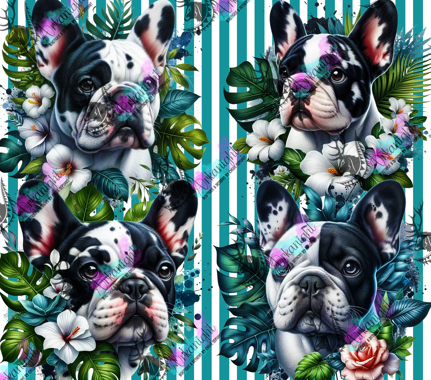 Numérique - Collection Monstera & Chien 2025 - French Bulldog - Merle Noir/Blanc