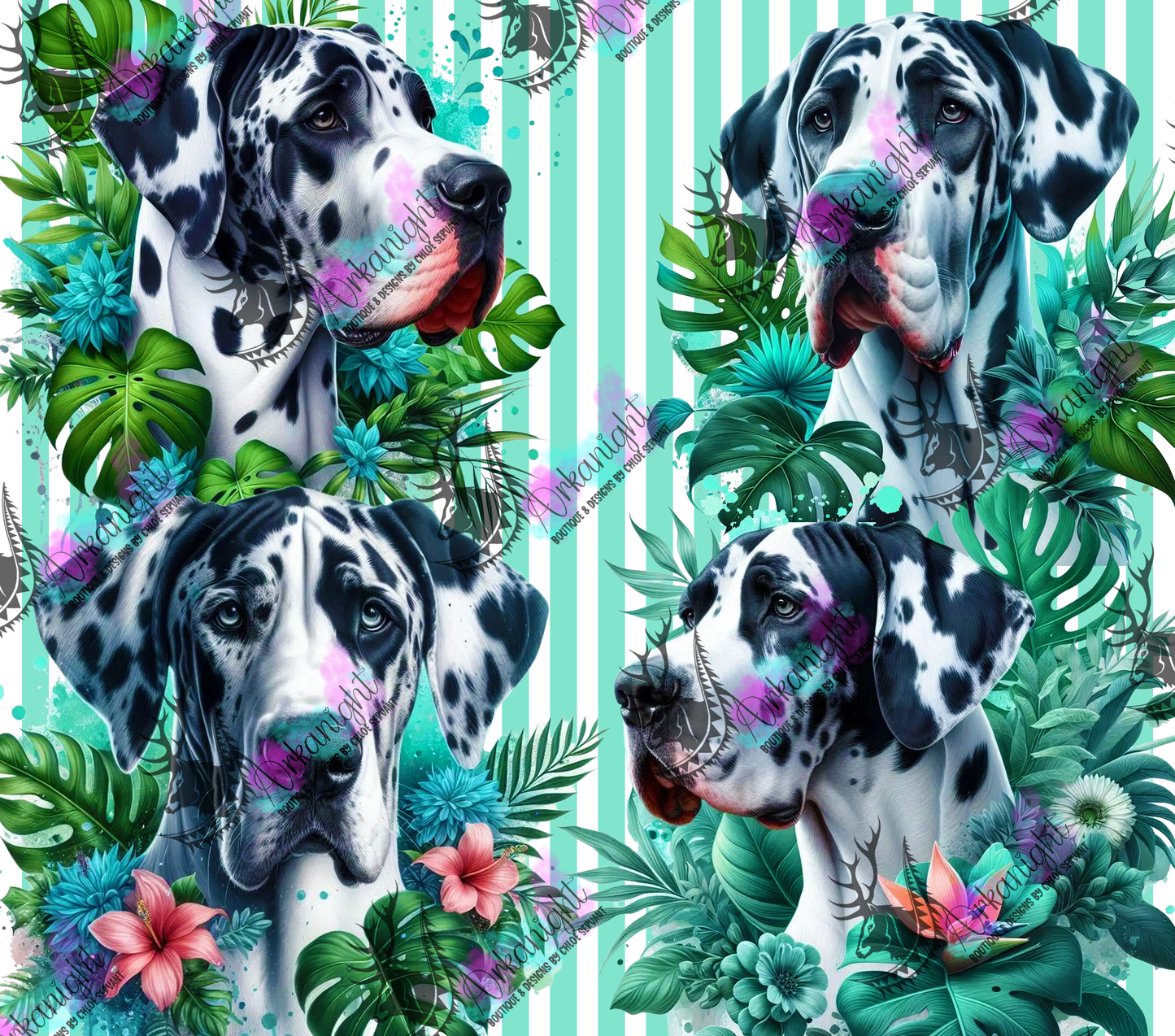 Numérique - Collection Monstera & Chien 2025 - Grand Danois Alerquin - Bleu