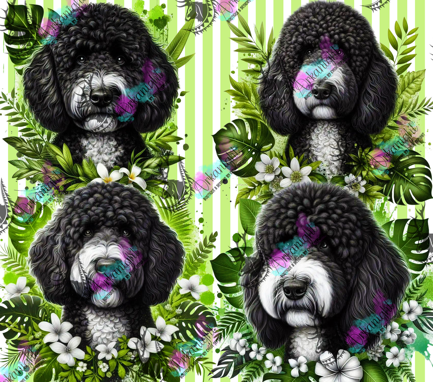 Numérique - Collection Monstera & Chien 2025 - Doodle - Noir/Blanc