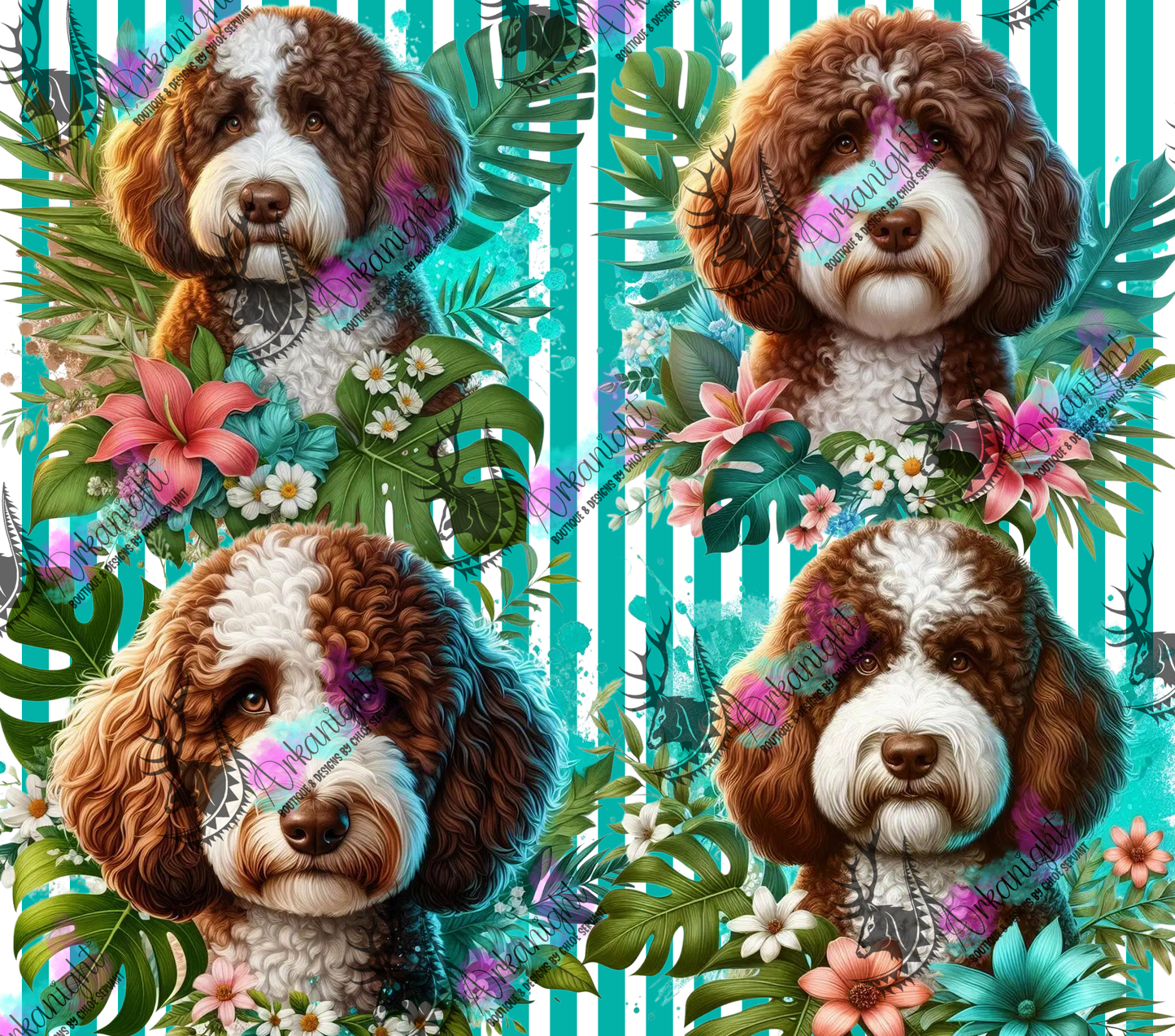 Numérique - Collection Monstera & Chien 2025 - Doodle - Brun/Blanc