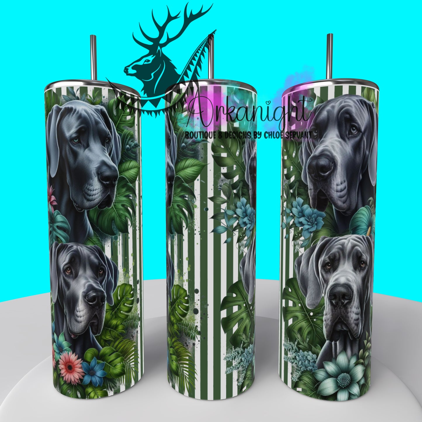 Gourde sur commande - Collection Monstera & Chien 2025 - Grand Danois - Gris
