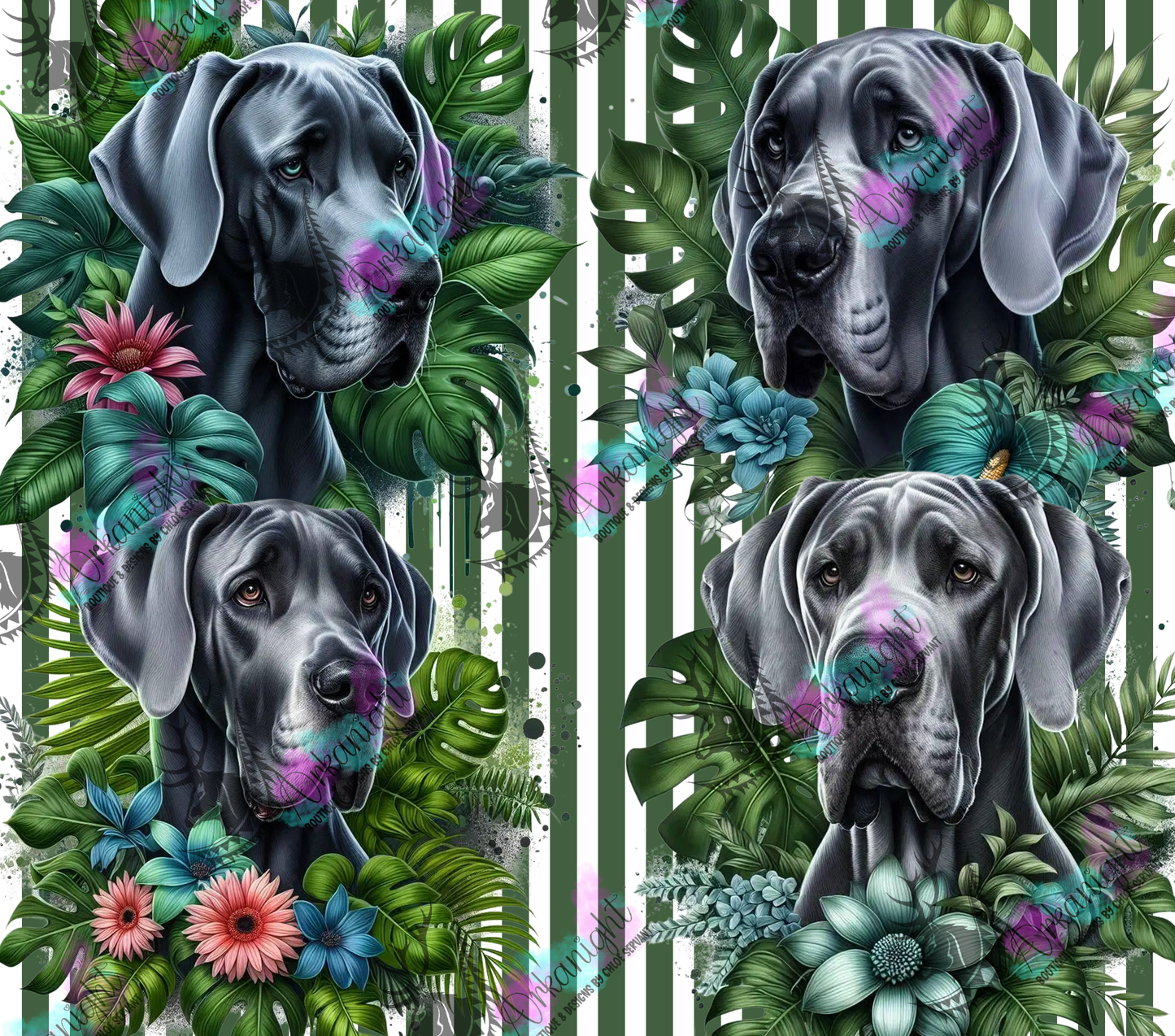 Numérique - Collection Monstera & Chien 2025 - Grand Danois - Gris