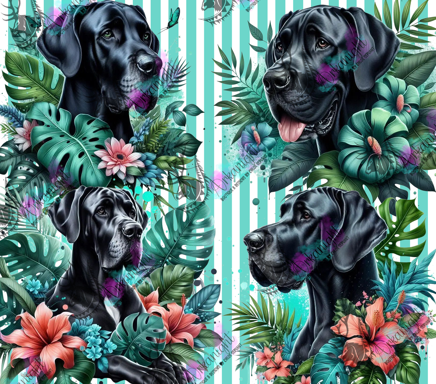 Numérique - Collection Monstera & Chien 2025 - Grand Danois - Noir