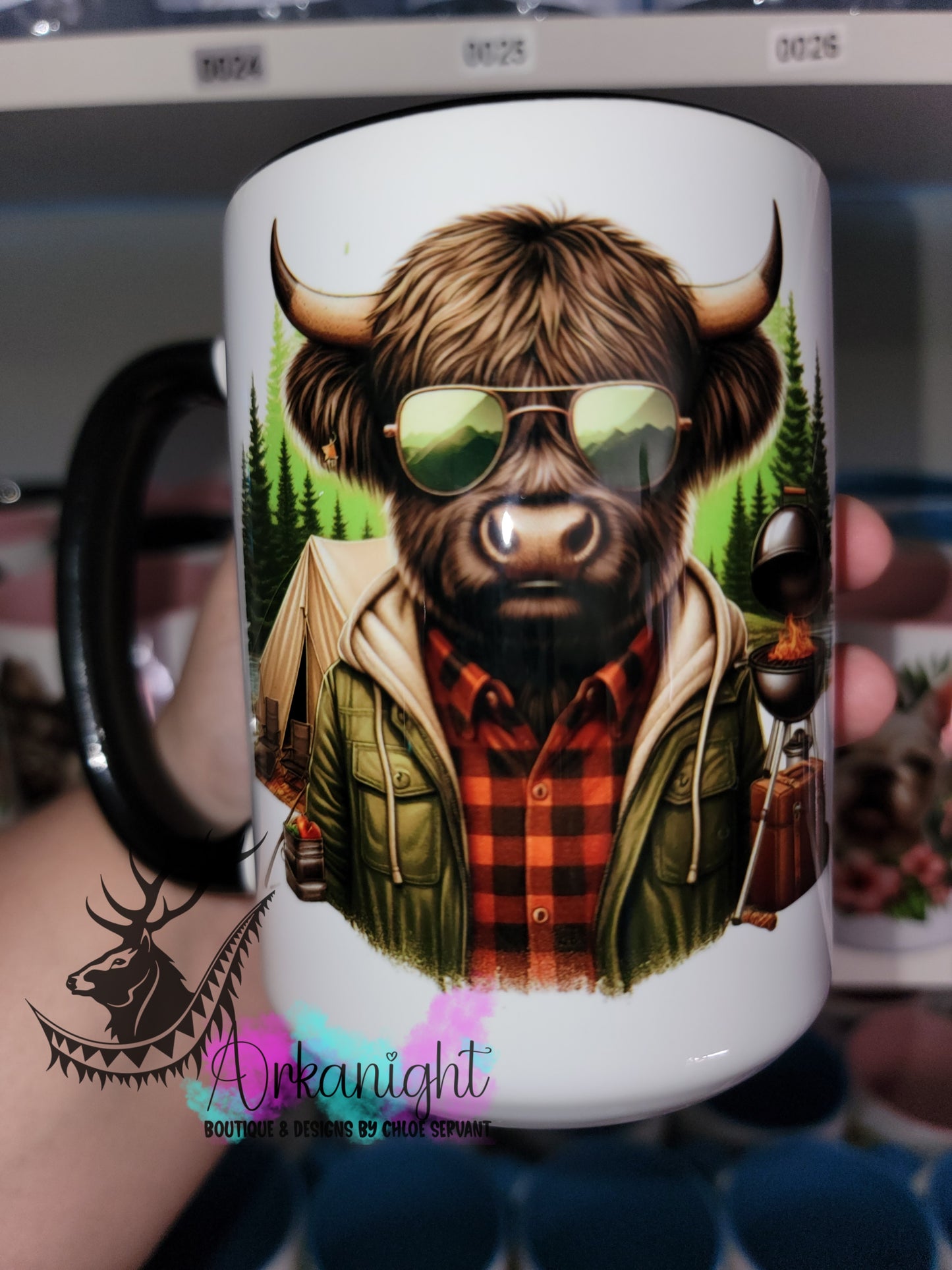 Tasse en céramique sur commande - Higland Cow - Camping Masculin