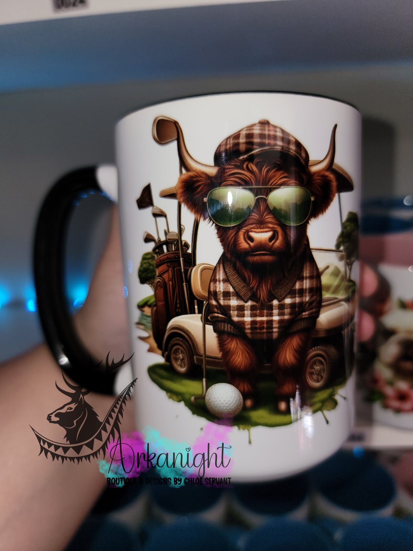 Tasse en céramique sur commande - Highland Cow - Golf Masculin