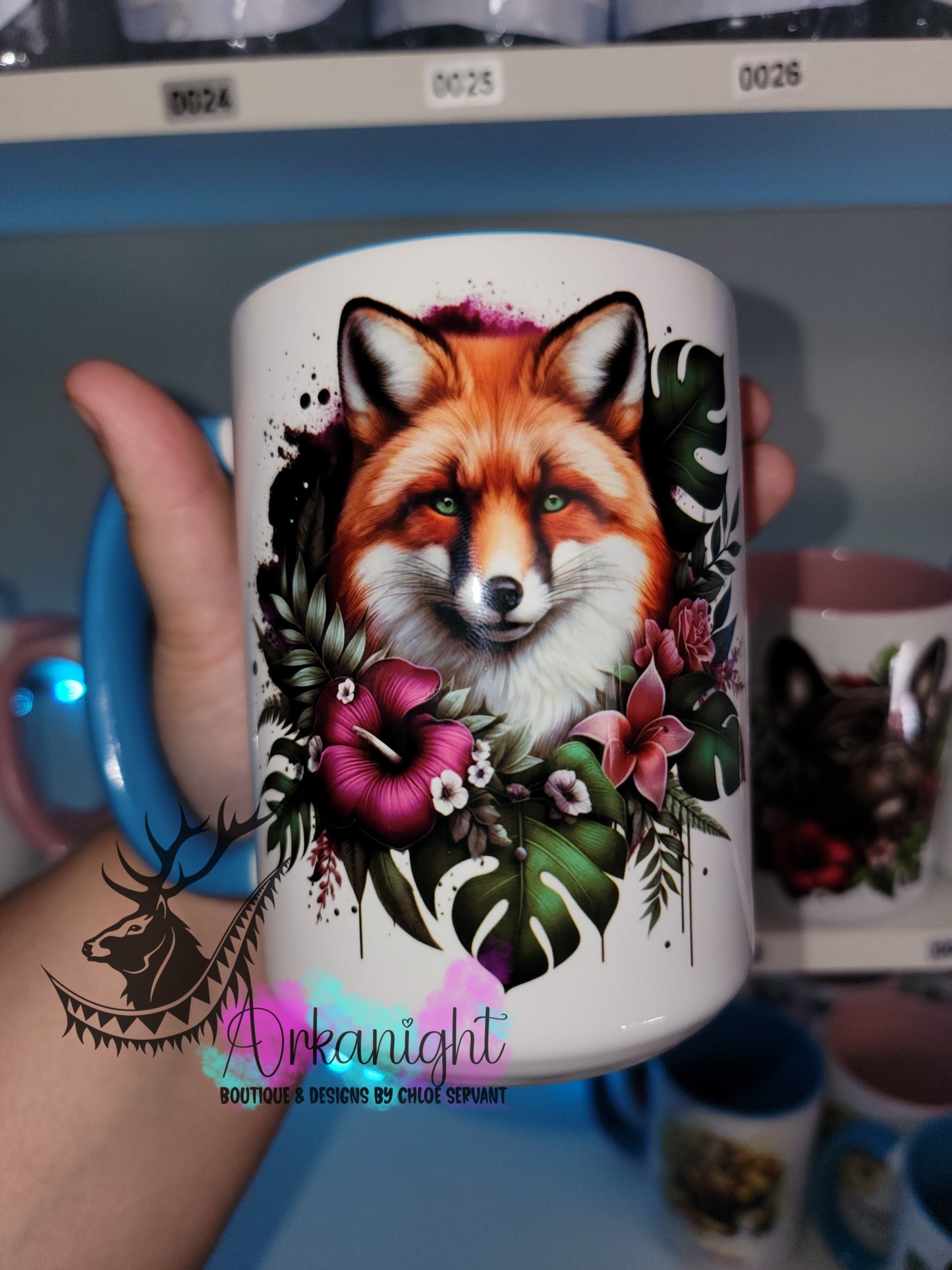 Tasse en céramique sur commande - Monstera & Animals - Renard