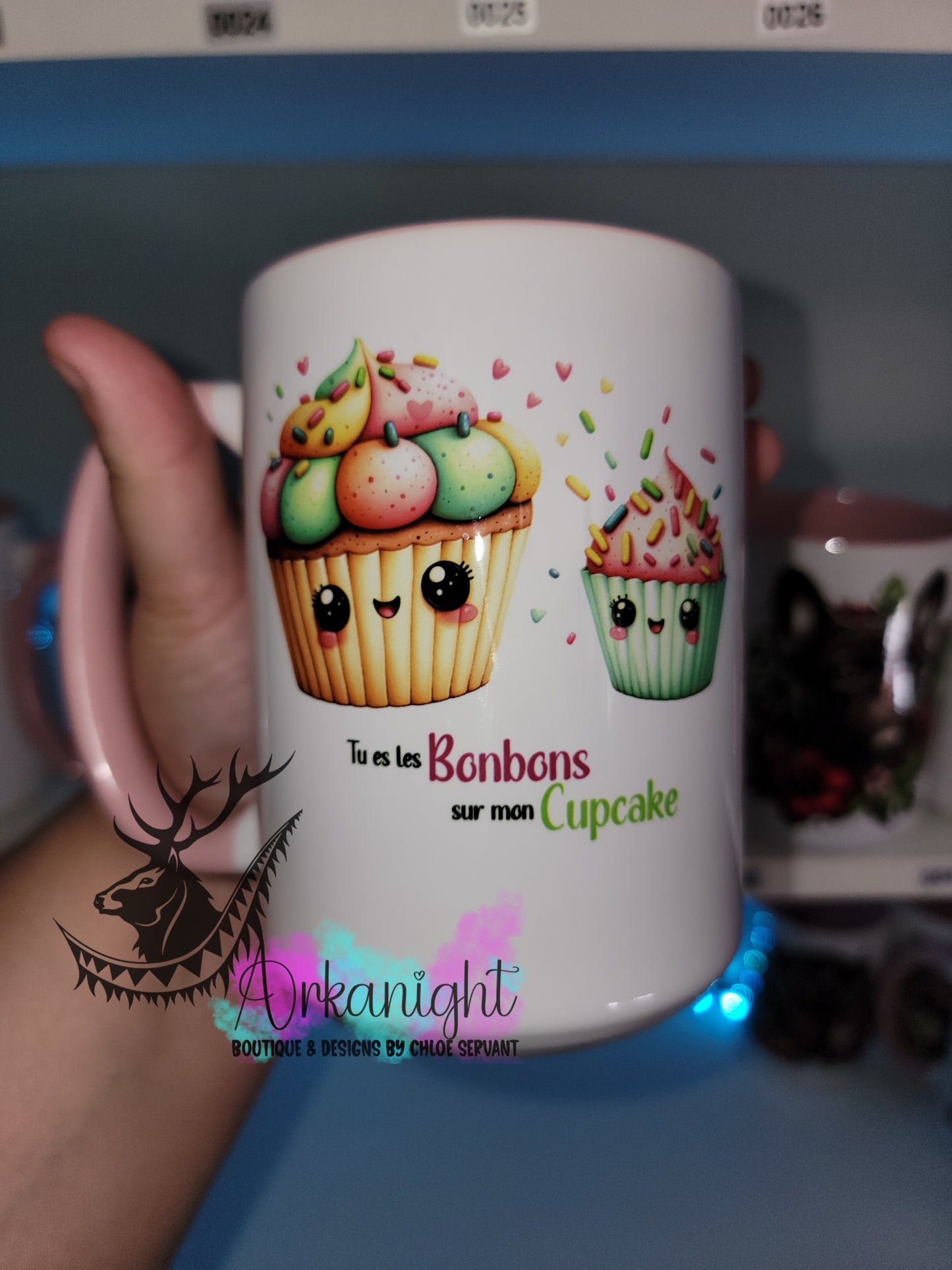 Tasse en céramique sur commande - Bonbons sur mon cupcake