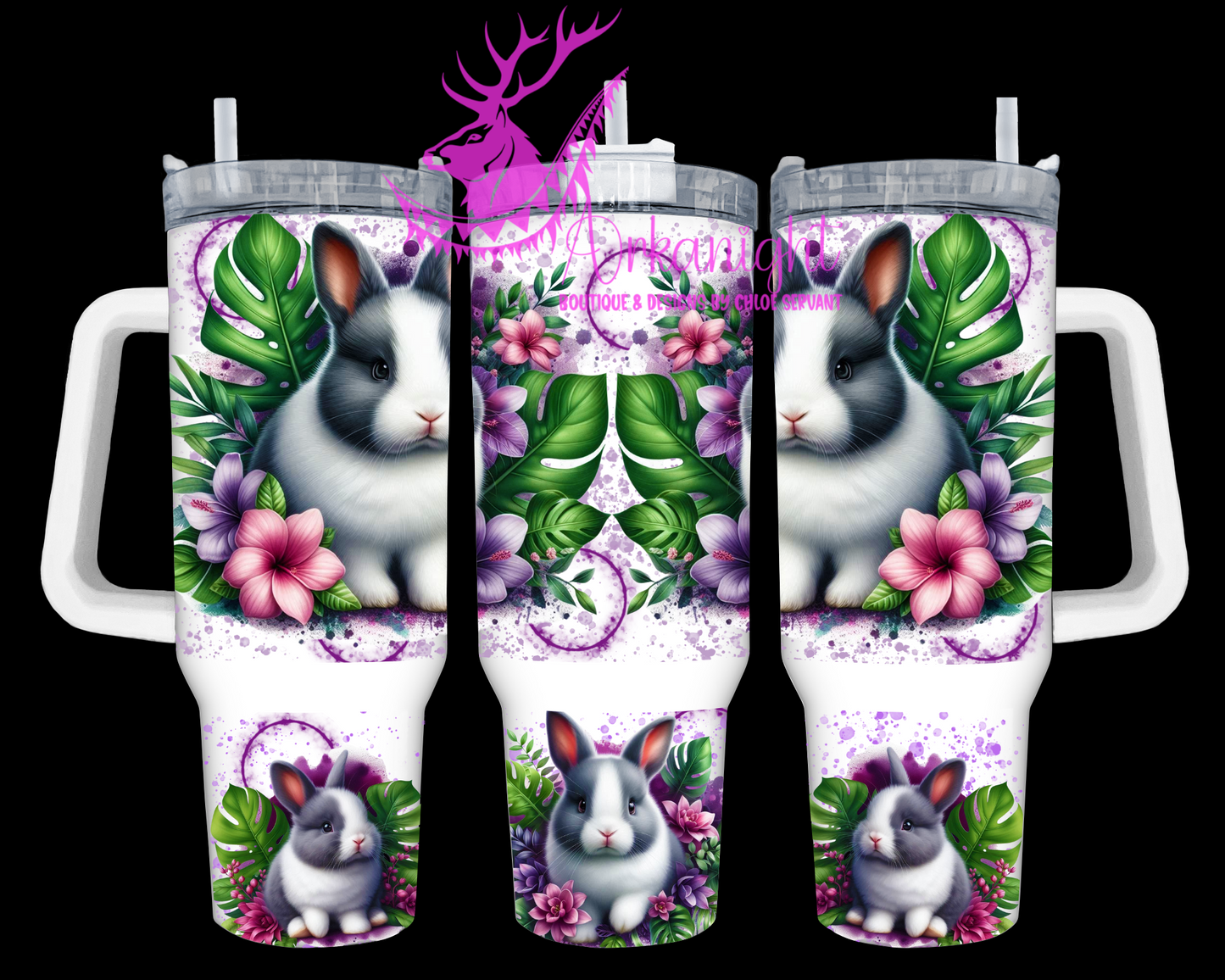 Gourde 40 oz sur commande - Collection Monstera & Animals - Lapin