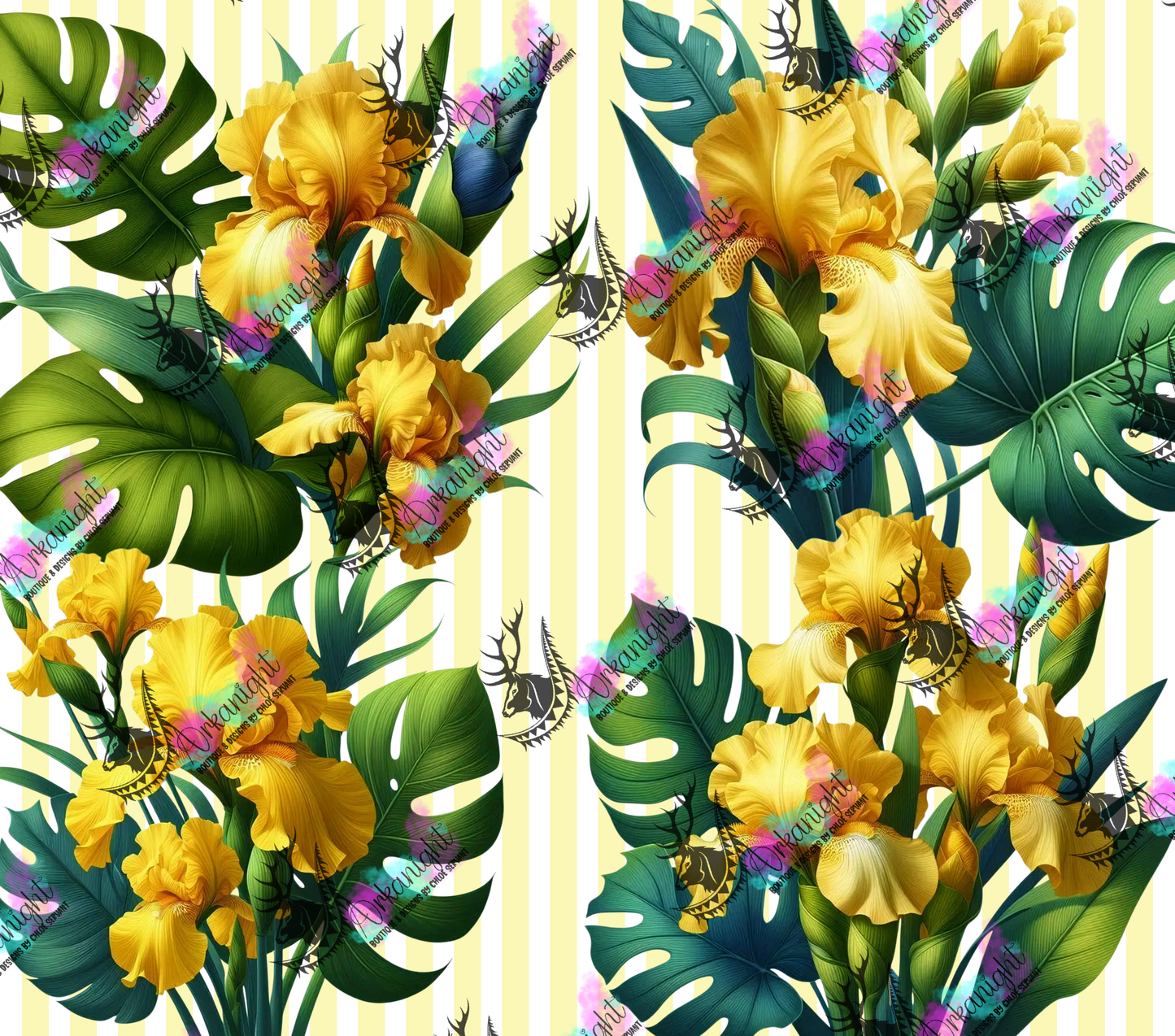 Numérique - Collection Monstera & Fleurs - Iris Jaune