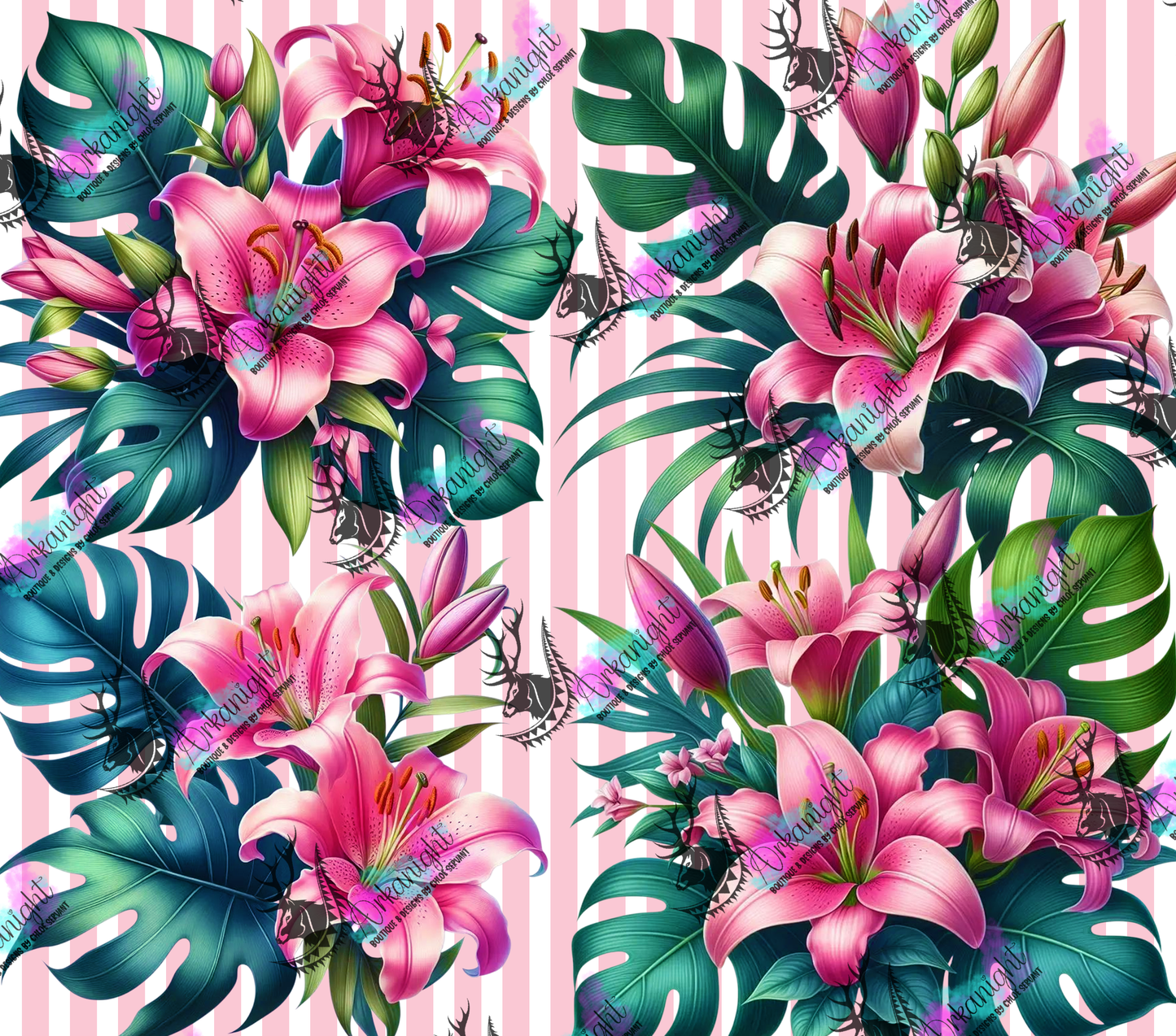 Numérique - Collection Monstera & Fleurs - Lys Rose