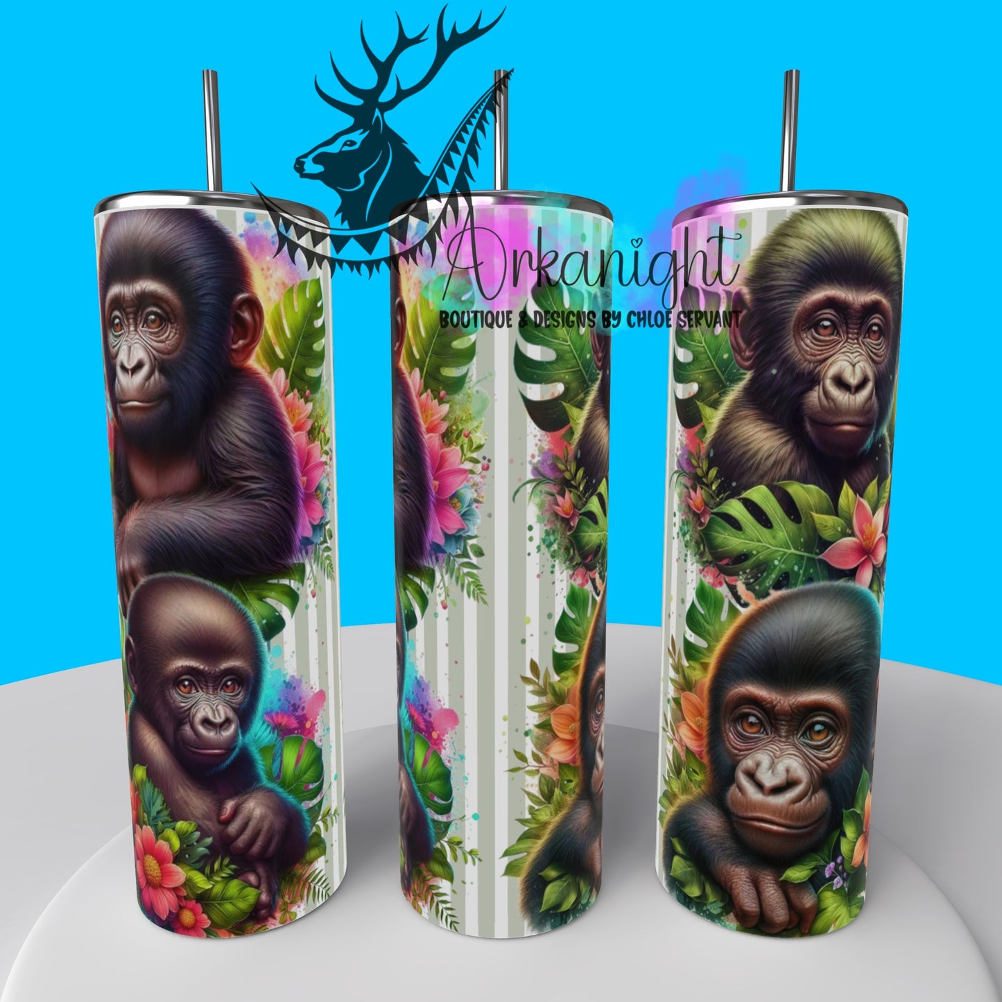 Gourde sur commande - Collection Monstera & Animals - Bébé Gorille