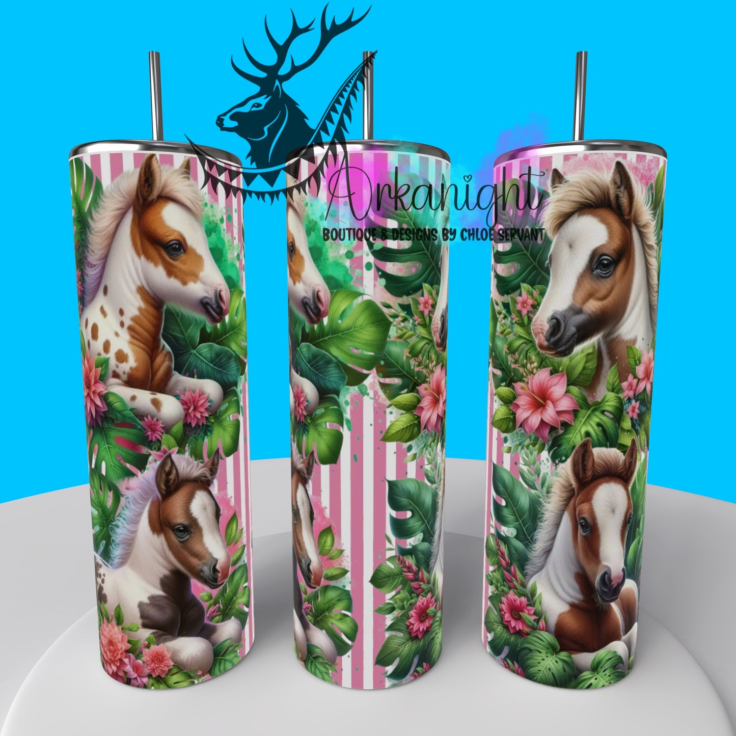Numérique - Collection Monstera & Animals - Poulain Paint Horse