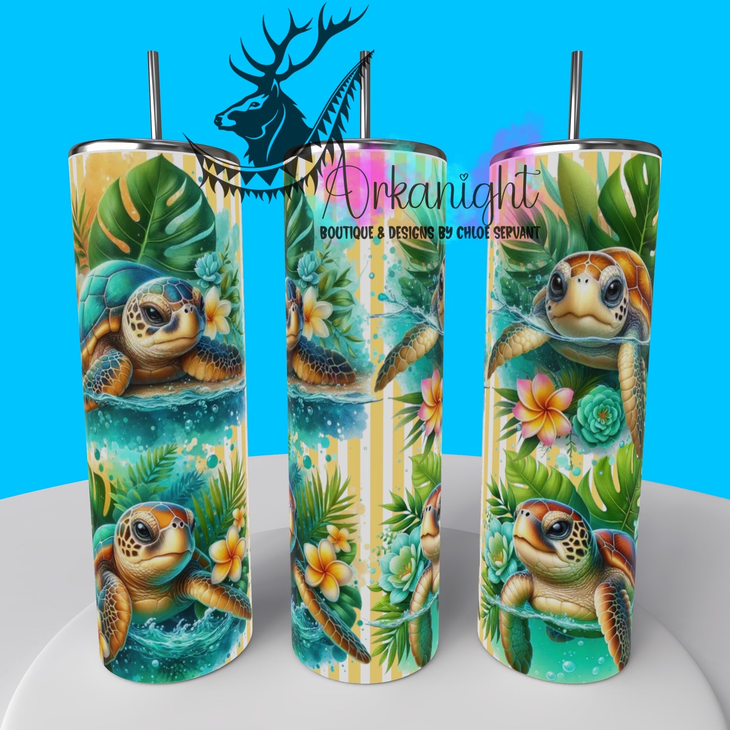 Gourde sur commande - Collection Monstera & Animals - Tortue de mer - 03
