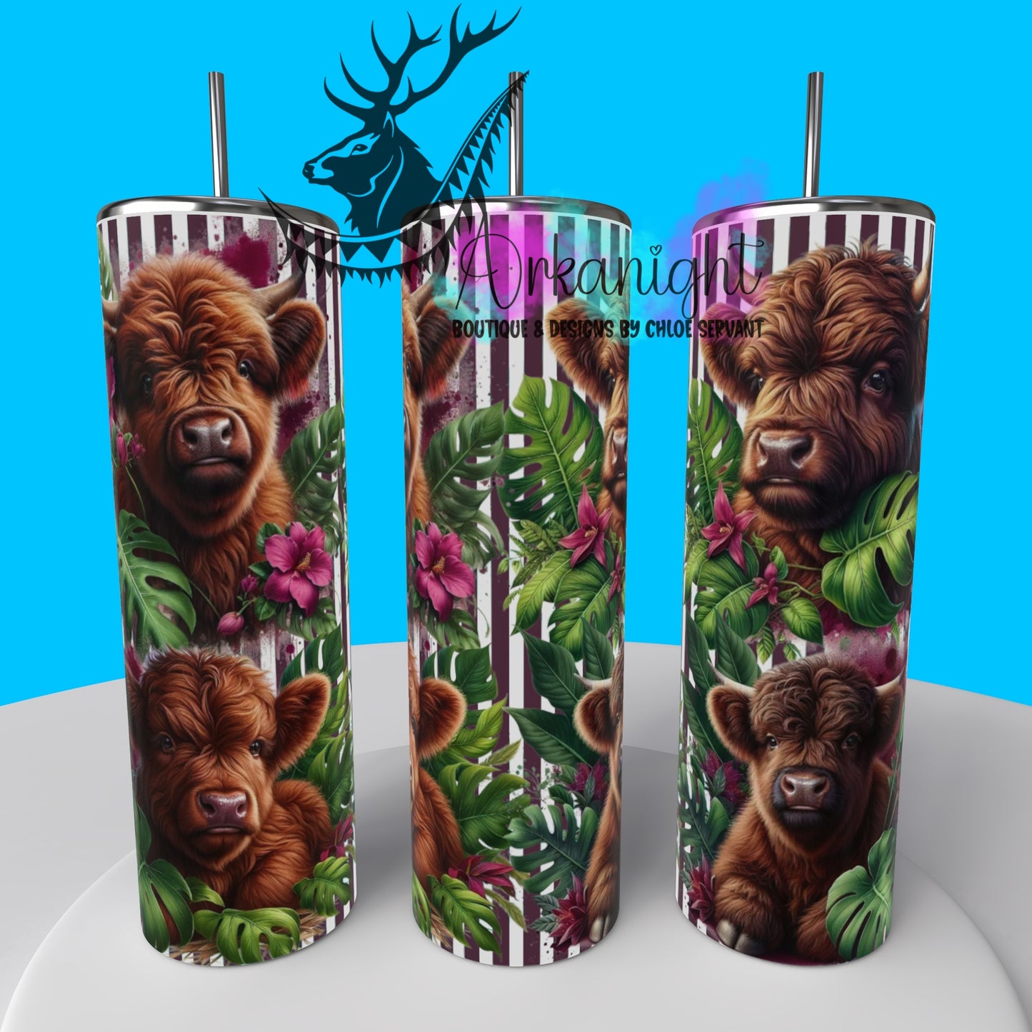 Gourde sur commande - Collection Monstera & Animals - Highland Cow Dark Brown