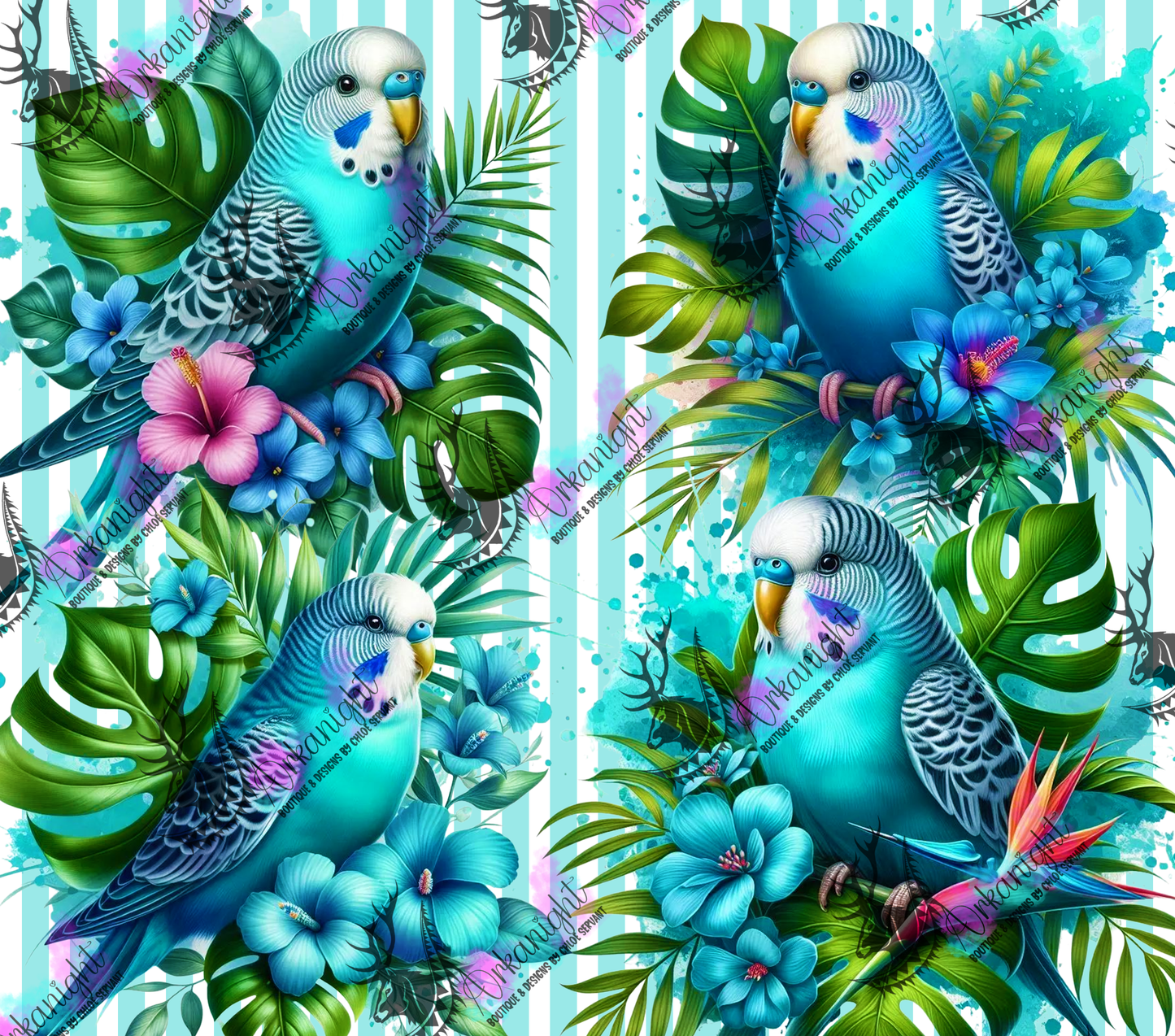Numérique - Collection Monstera & Animals - Peruche Bleue