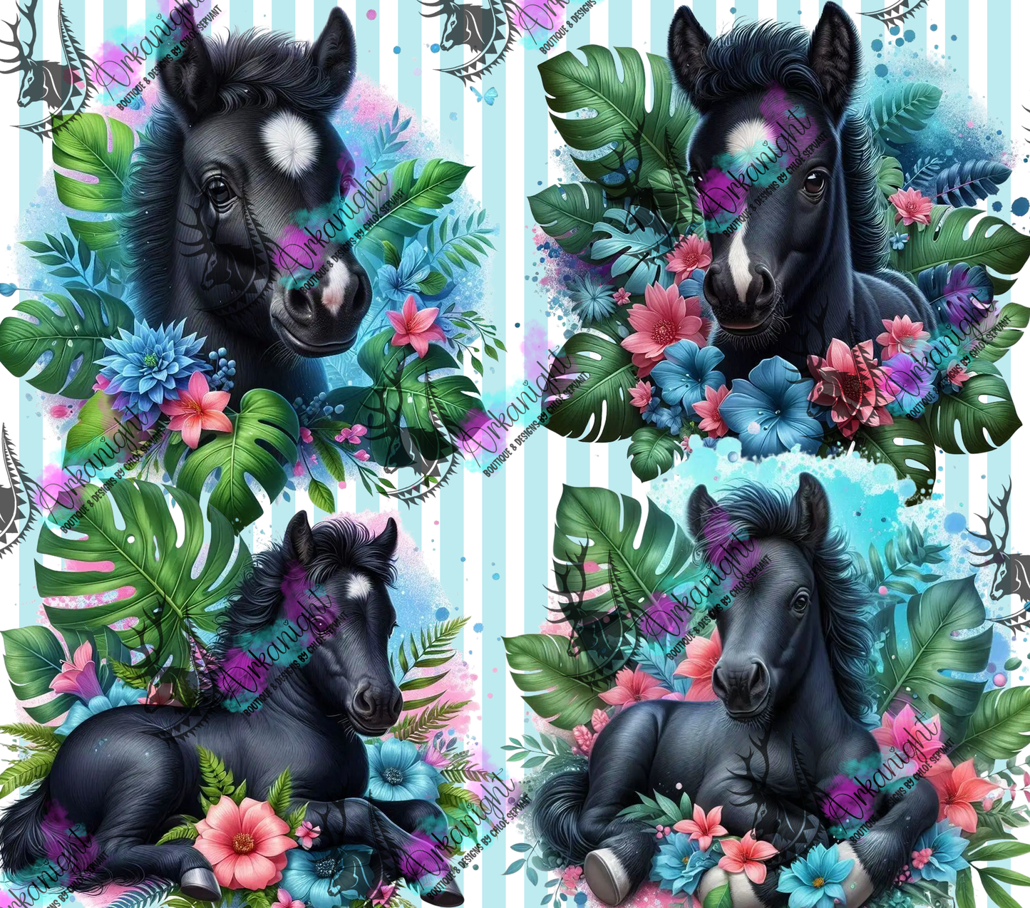 Numérique - Collection Monstera & Animals - Poulain Noir