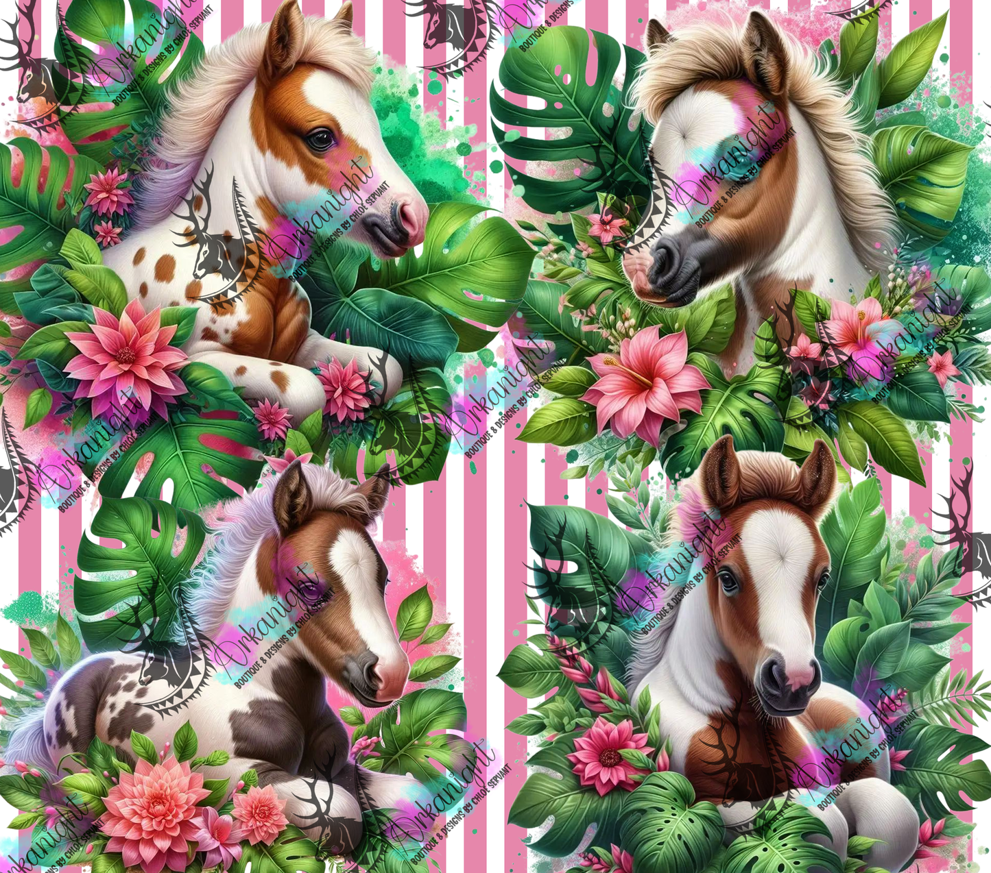 Numérique - Collection Monstera & Animals - Poulain Paint Horse